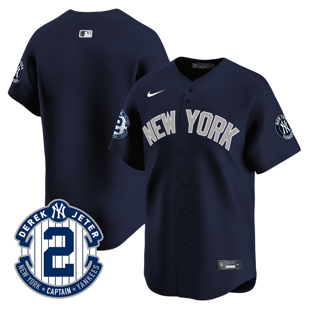 Men's New York Yankees Derek Jeter Patch Vapor Premier Limited Jersey - All Stitched