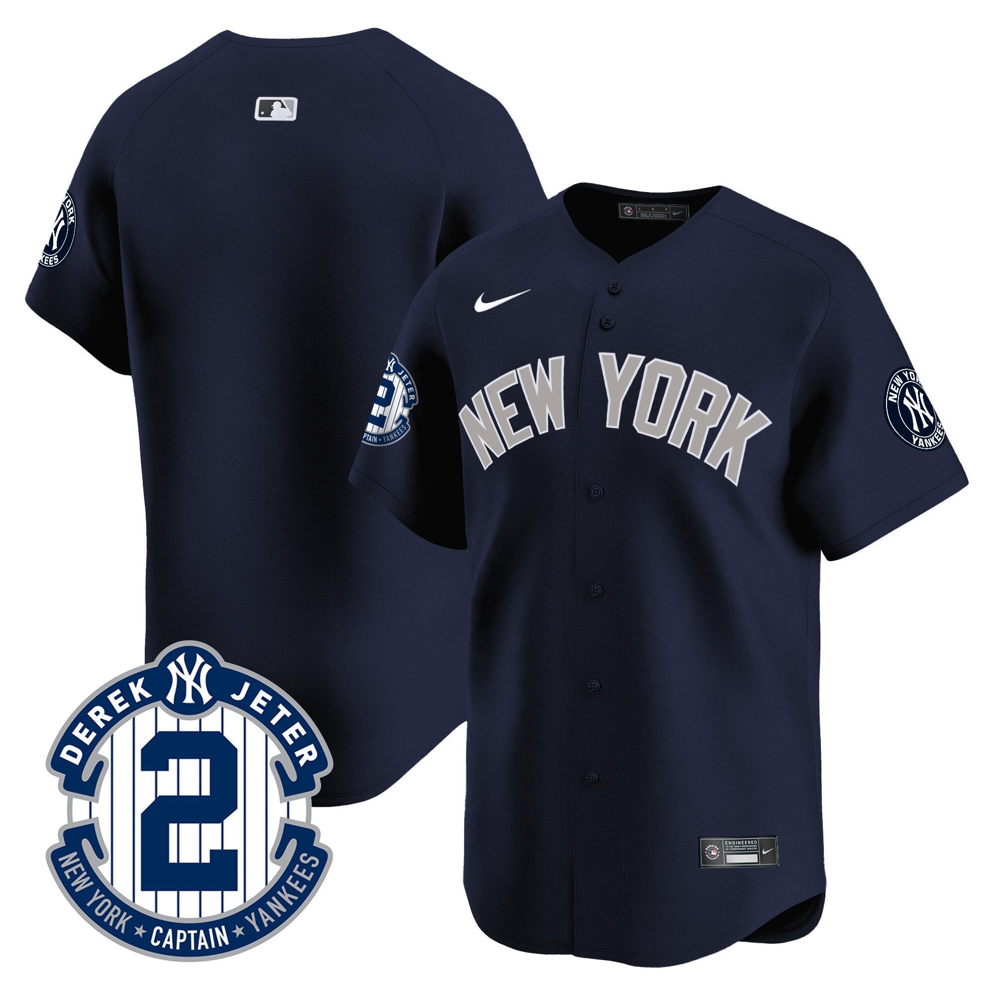 Men's New York Yankees Derek Jeter Patch Vapor Premier Limited Jersey - All Stitched