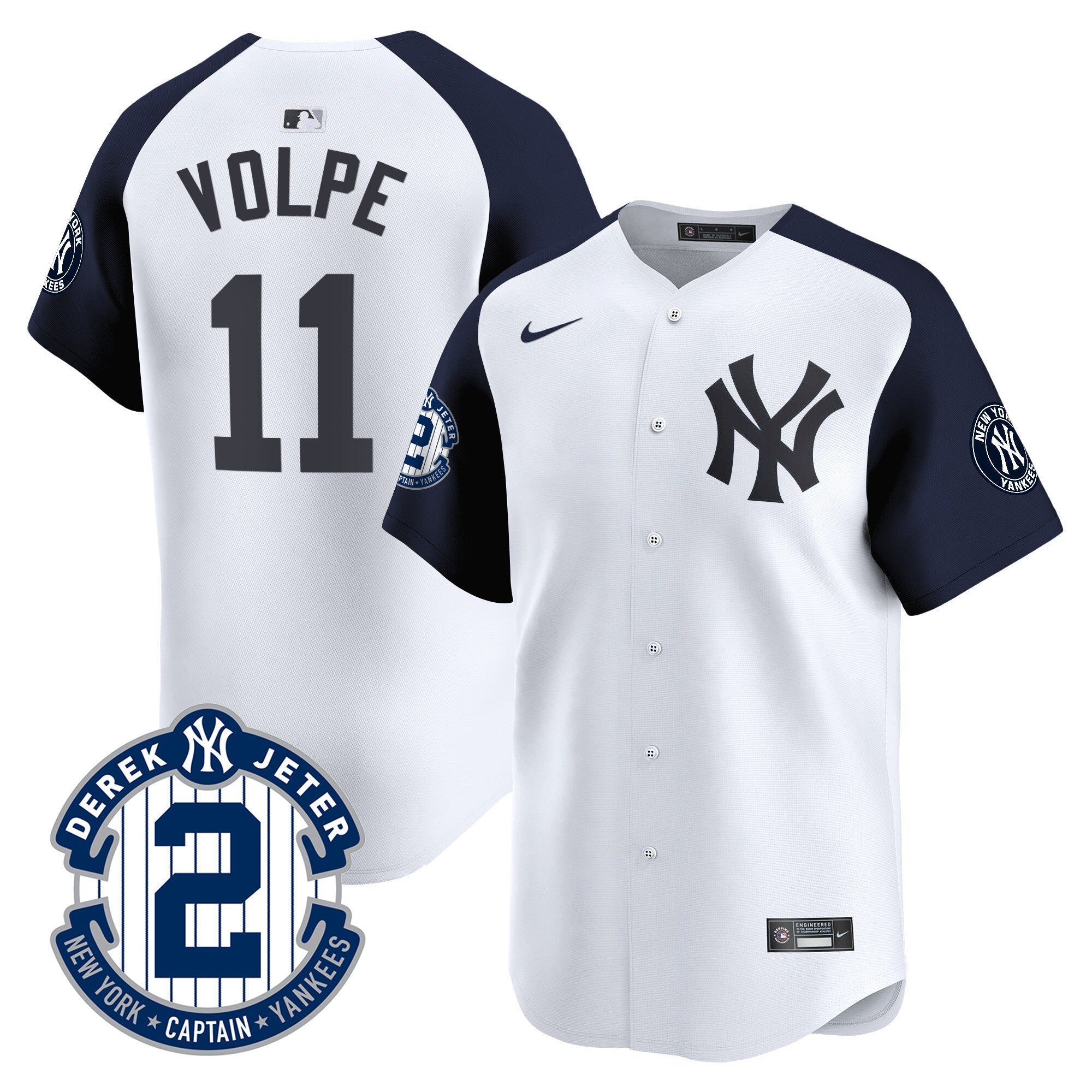 Men's New York Yankees Derek Jeter Patch Vapor Premier Limited Jersey - All Stitched