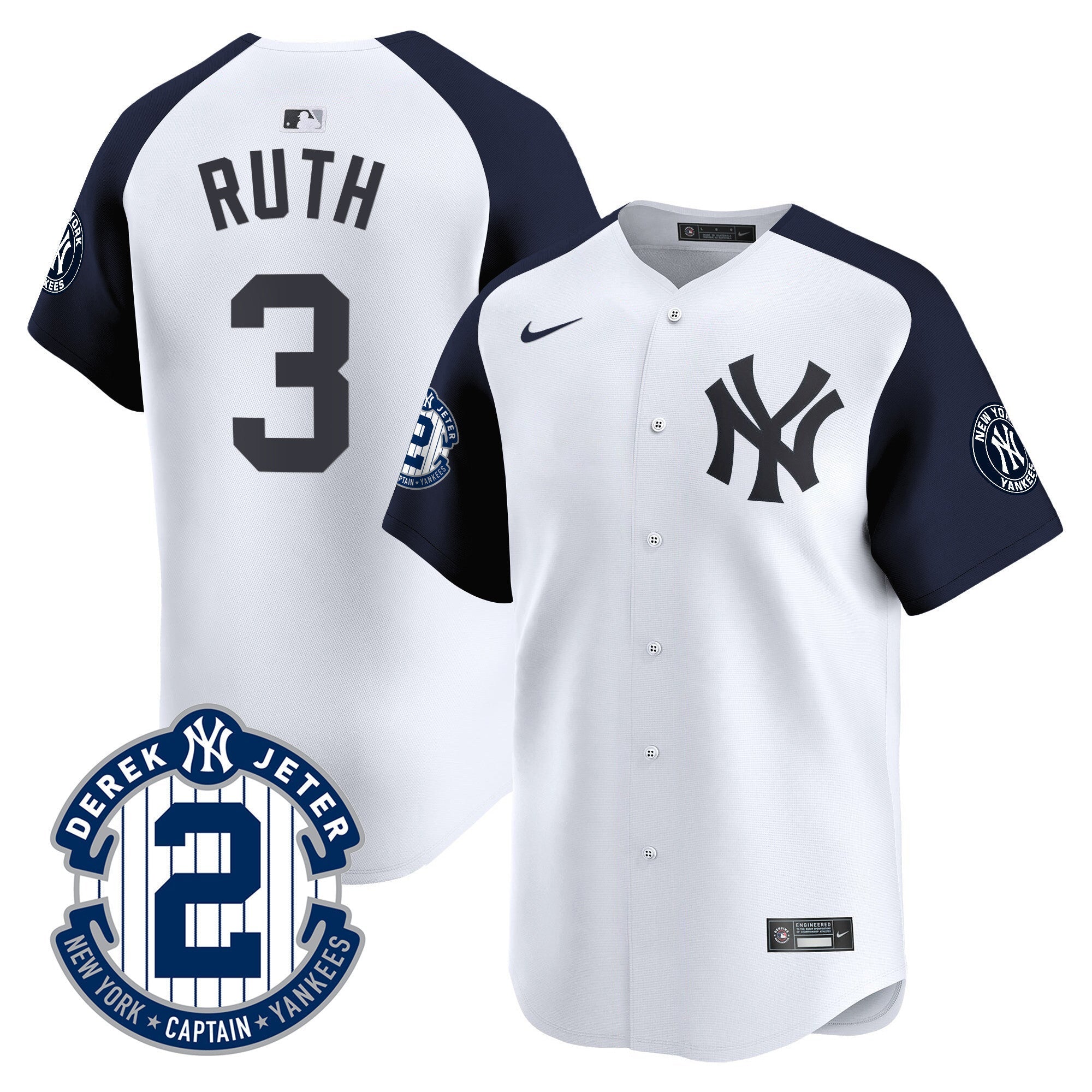 Men's New York Yankees Derek Jeter Patch Vapor Premier Limited Jersey - All Stitched