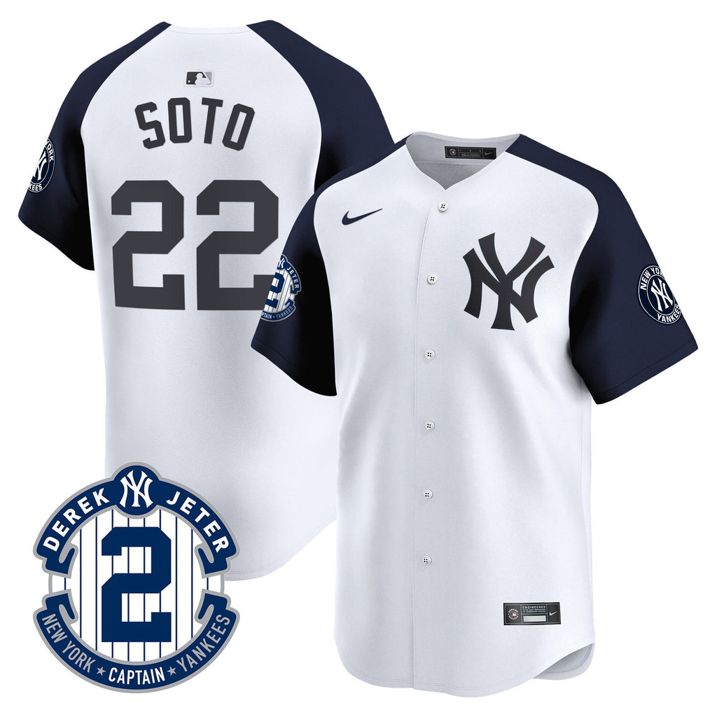 Men's New York Yankees Derek Jeter Patch Vapor Premier Limited Jersey - All Stitched