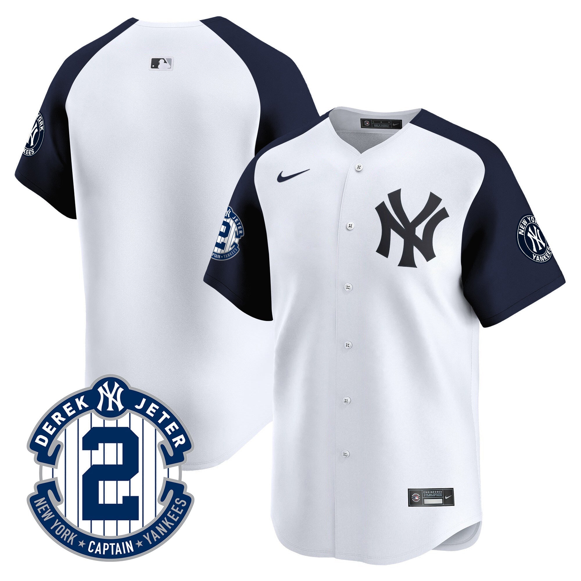 Men's New York Yankees Derek Jeter Patch Vapor Premier Limited Jersey - All Stitched