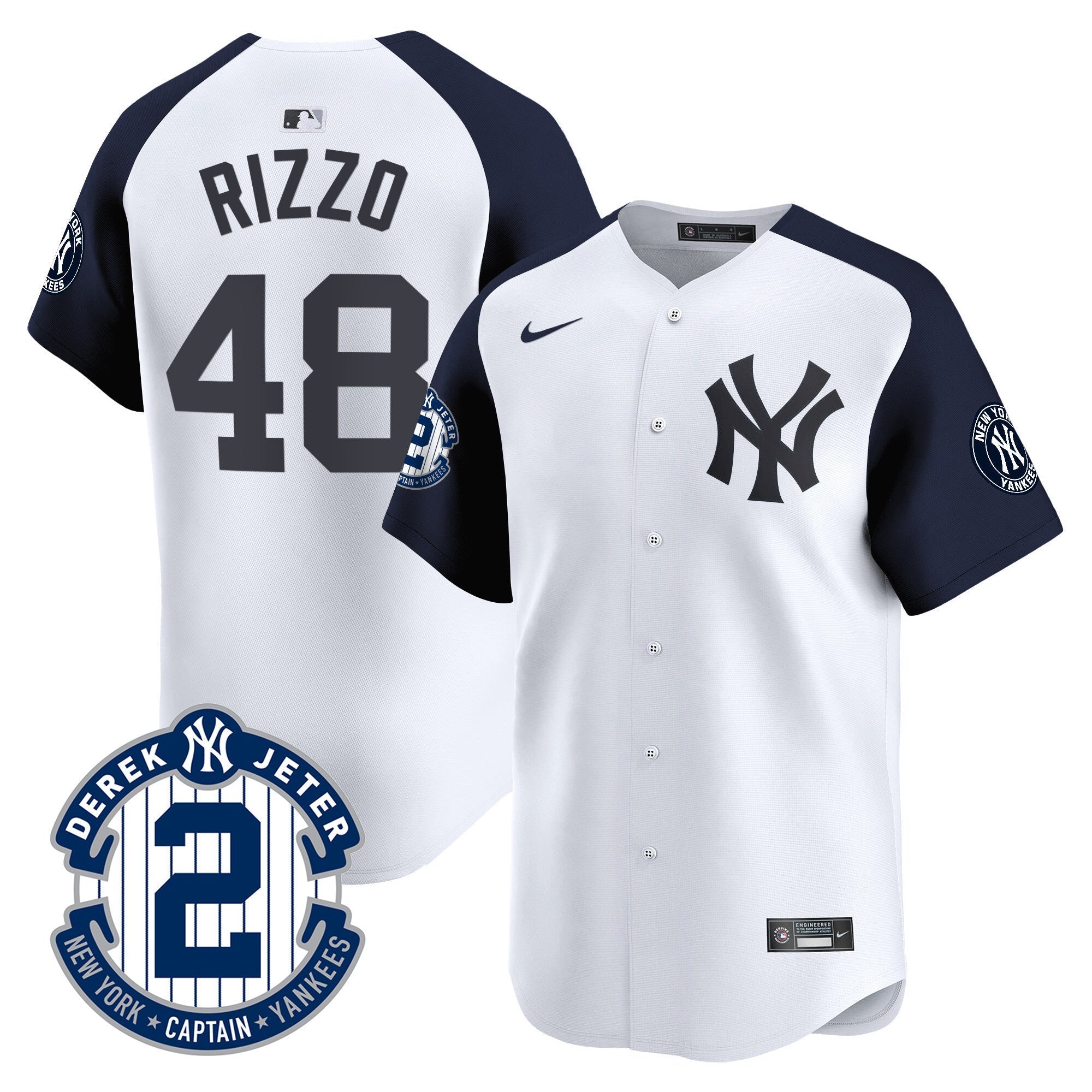 Men's New York Yankees Derek Jeter Patch Vapor Premier Limited Jersey - All Stitched