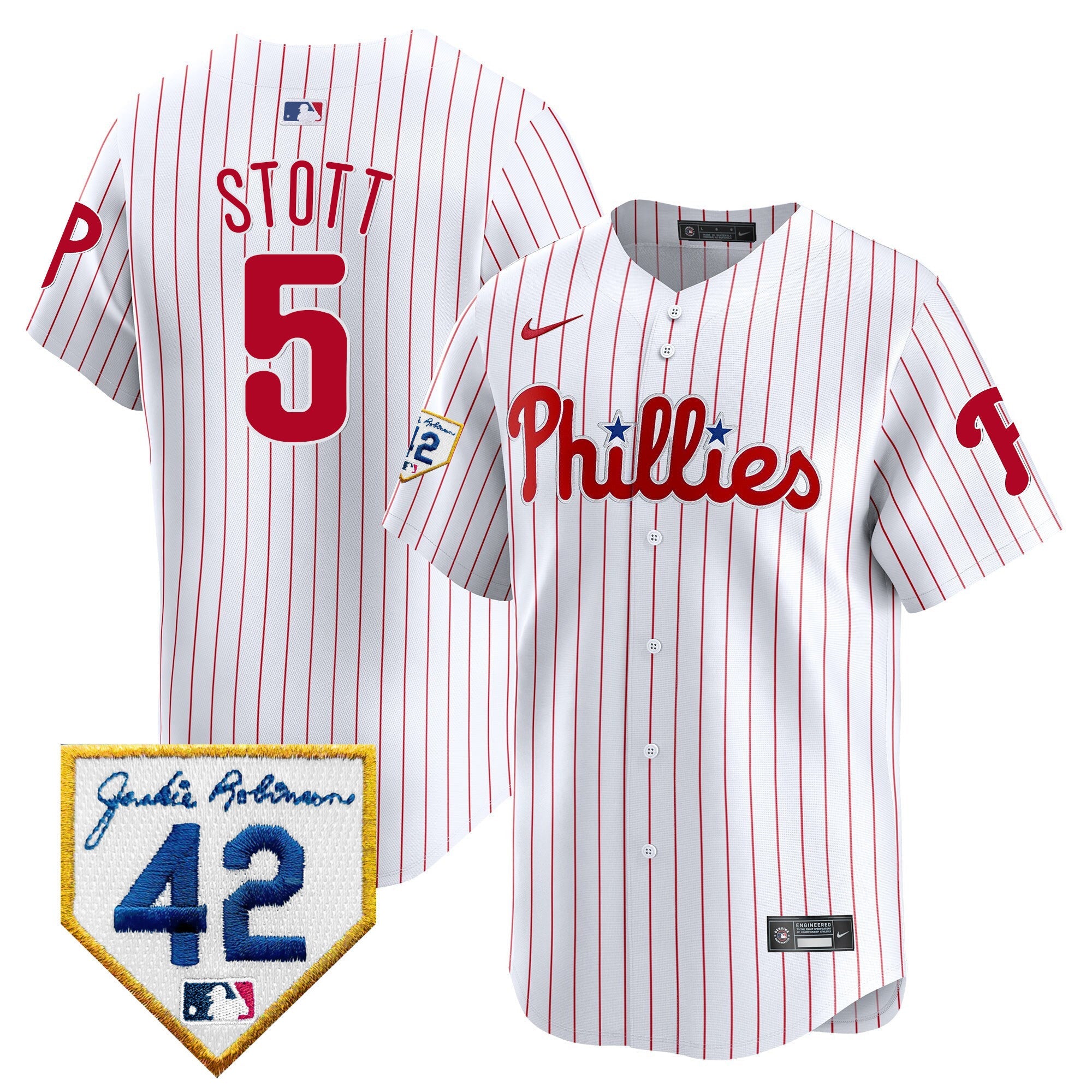Men's Phillies 2024 Jackie Robinson Patch Vapor Premier Limited Jersey - All Stitched