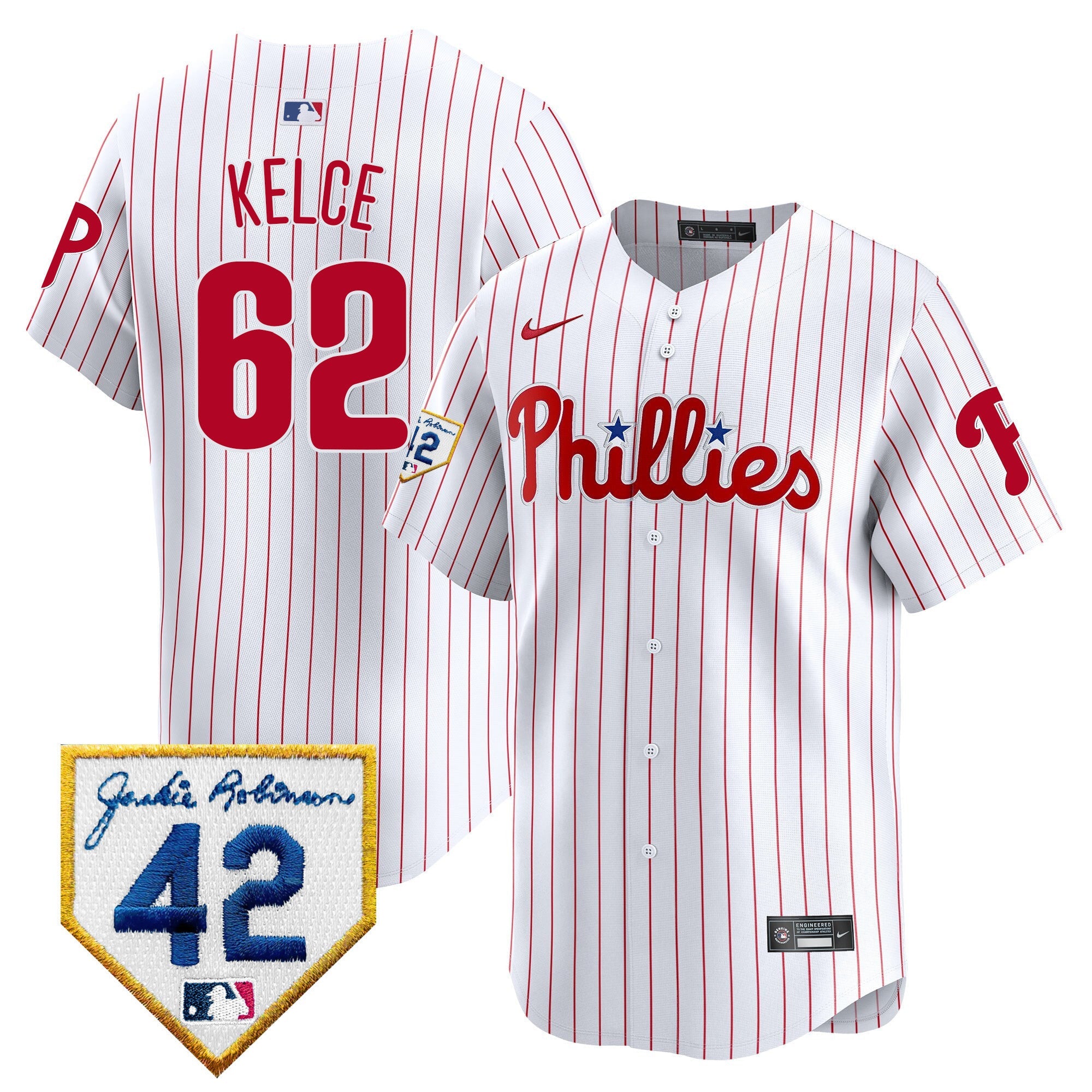 Men's Phillies 2024 Jackie Robinson Patch Vapor Premier Limited Jersey - All Stitched