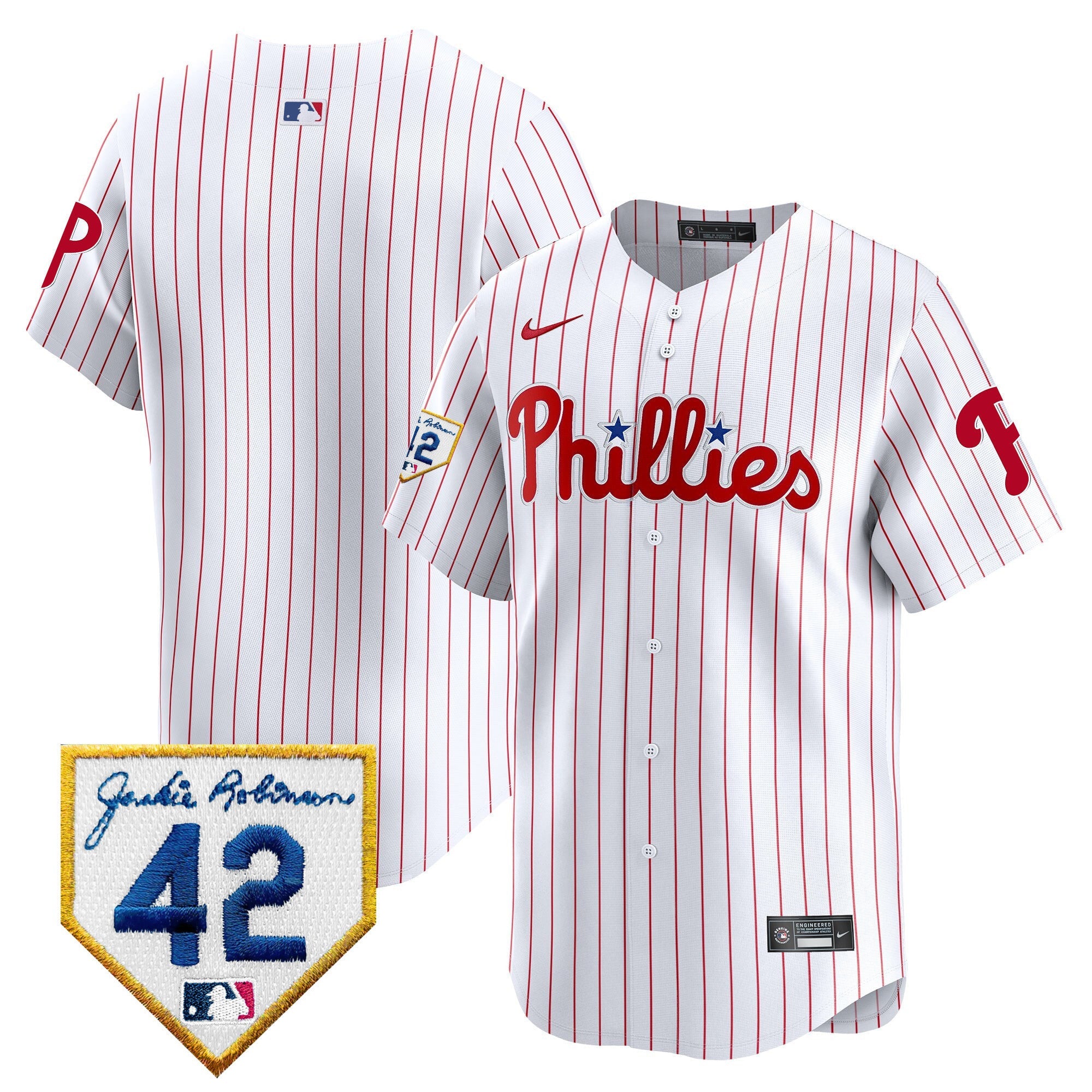 Men's Phillies 2024 Jackie Robinson Patch Vapor Premier Limited Jersey - All Stitched