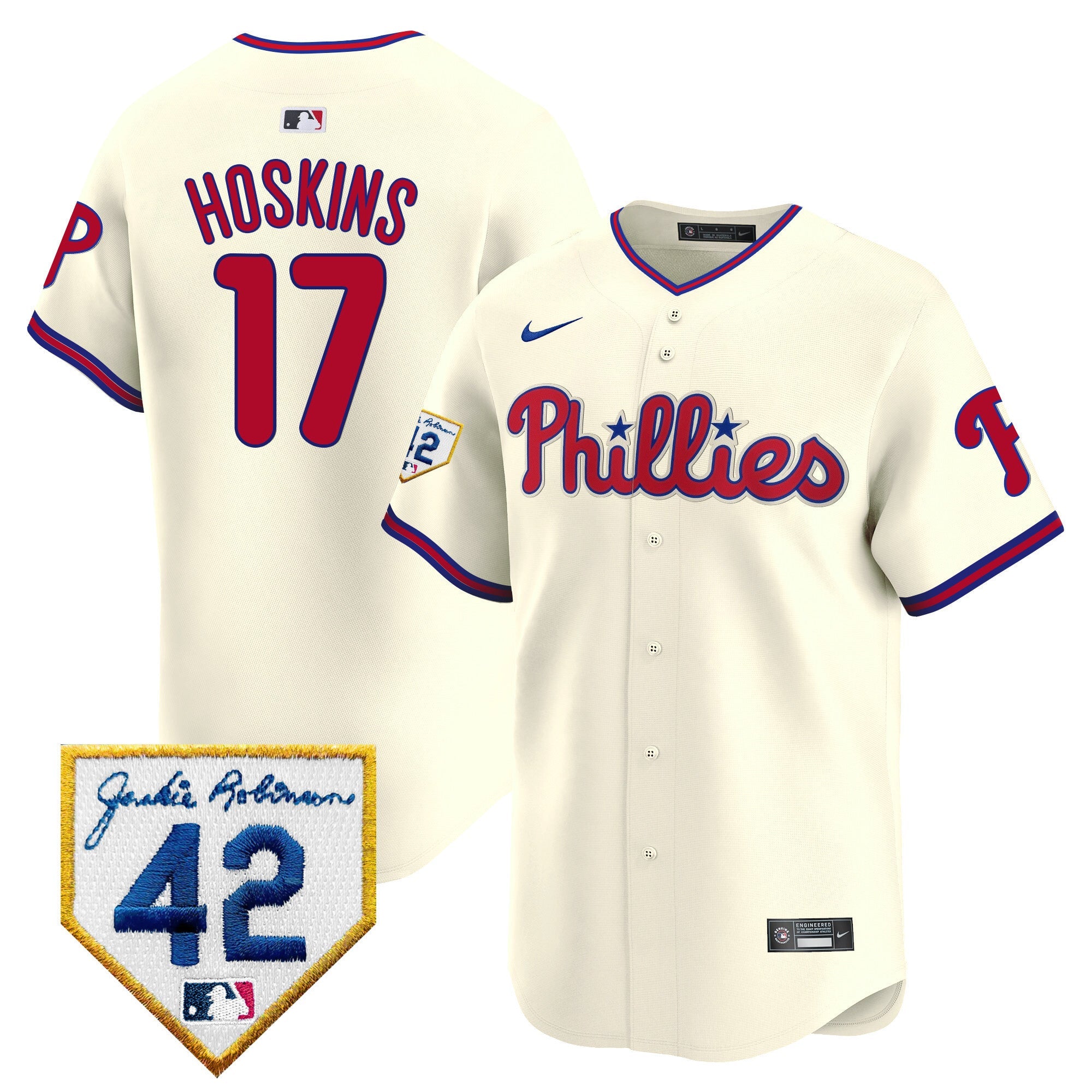 Men's Phillies 2024 Jackie Robinson Patch Vapor Premier Limited Jersey - All Stitched
