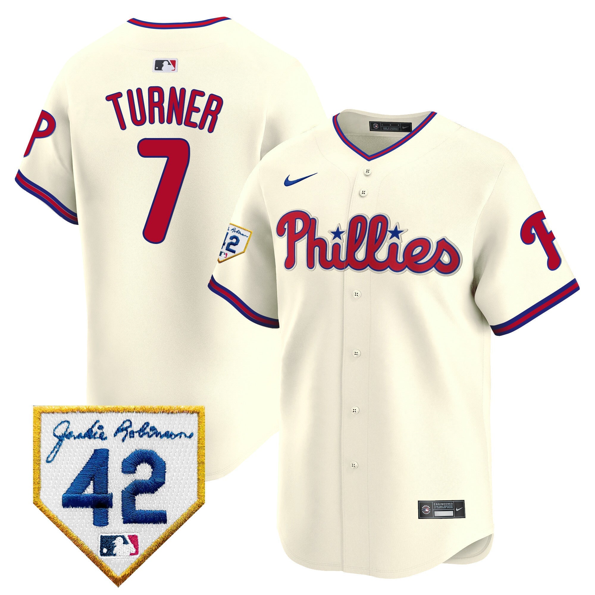 Men's Phillies 2024 Jackie Robinson Patch Vapor Premier Limited Jersey - All Stitched