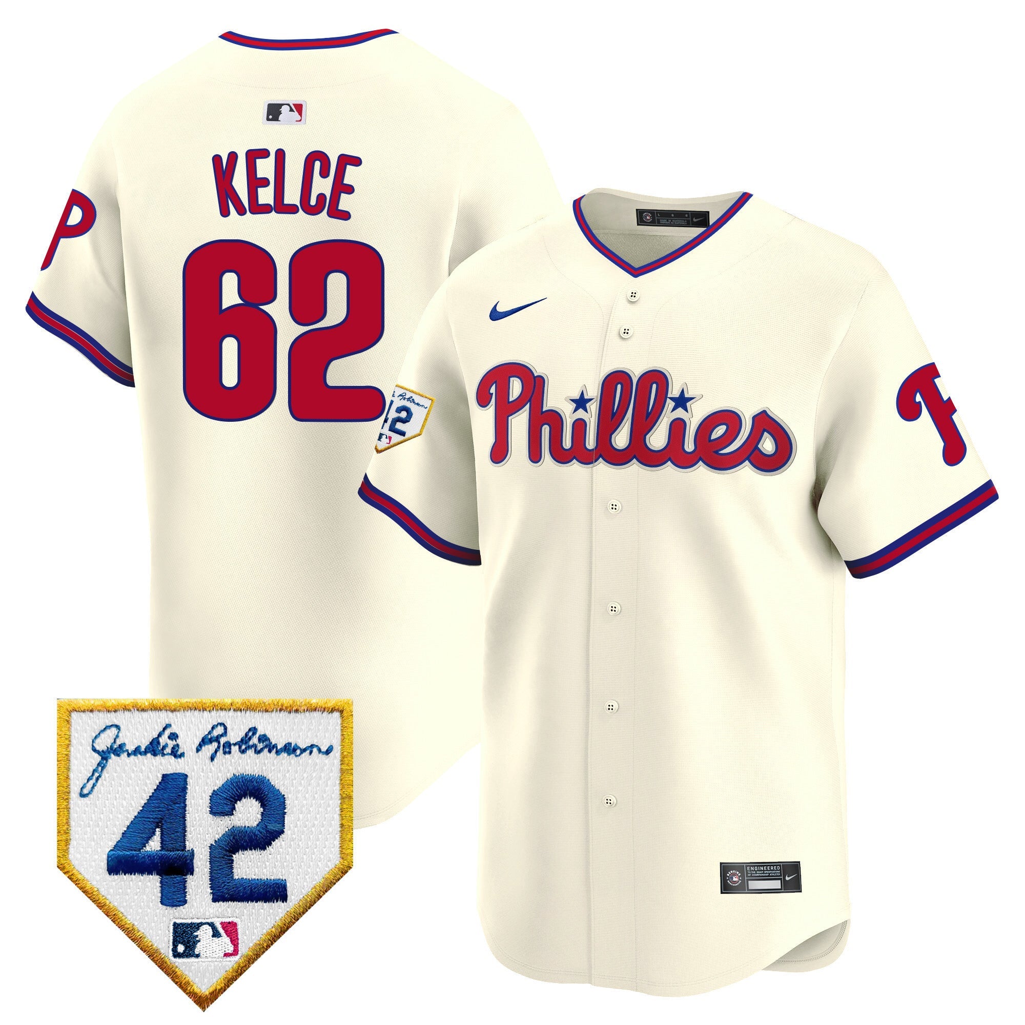 Men's Phillies 2024 Jackie Robinson Patch Vapor Premier Limited Jersey - All Stitched
