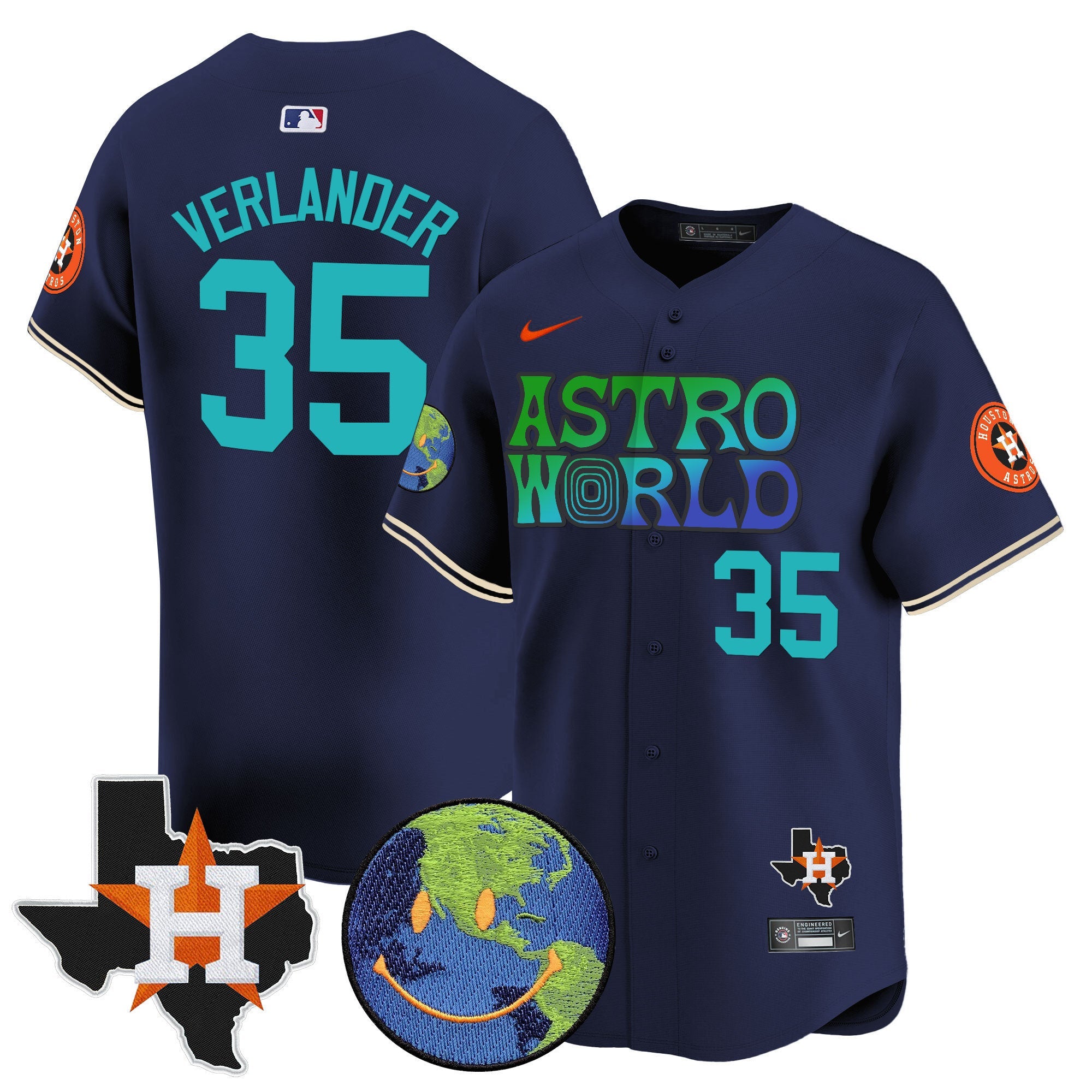 Men's Houston Astros Cactus Jack Astro World Vapor Premier Limited Jersey - All Stitched