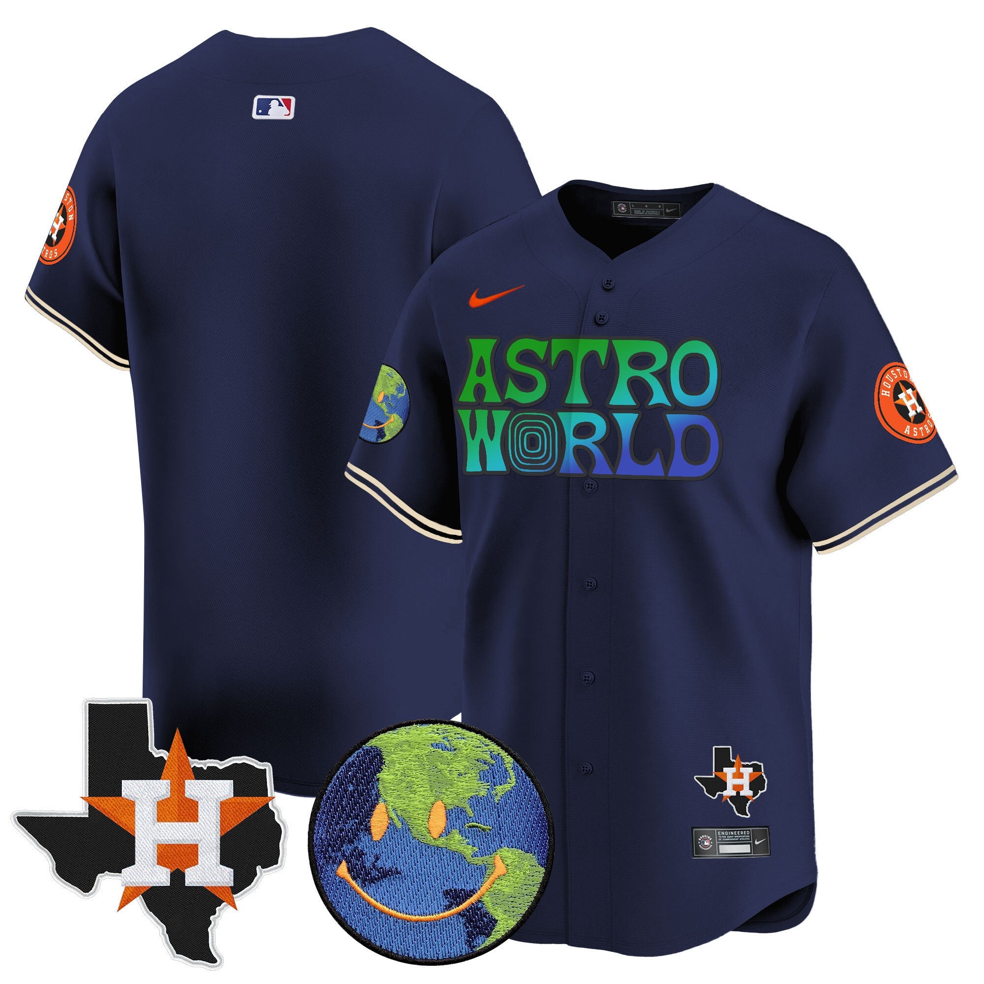 Men's Houston Astros Cactus Jack Astro World Vapor Premier Limited Jersey - All Stitched