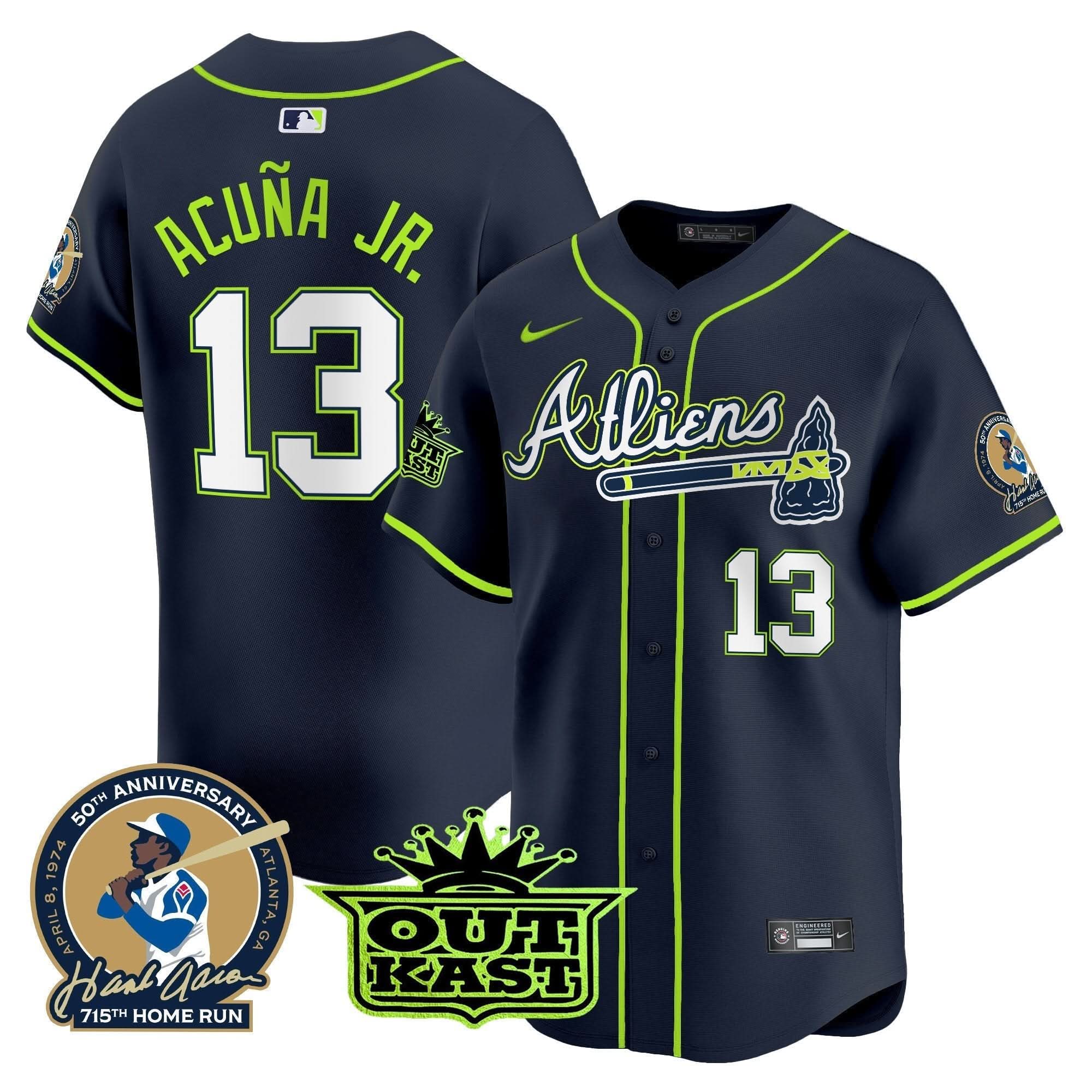 AB Atliens & Hank Aaron Patch Vapor Premier Limited Jersey - Stitched
