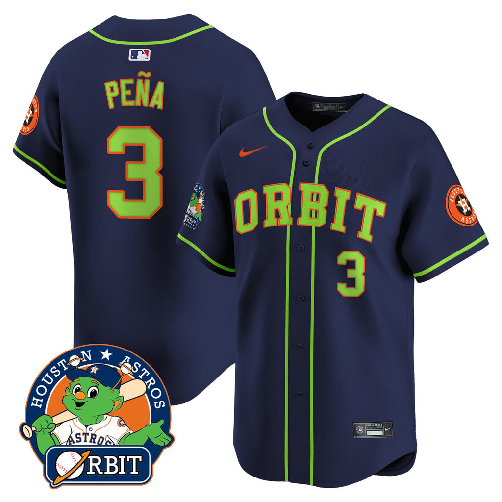 Men's Astros Orbit Patch Vapor Premier Limited Jersey - All Stitched