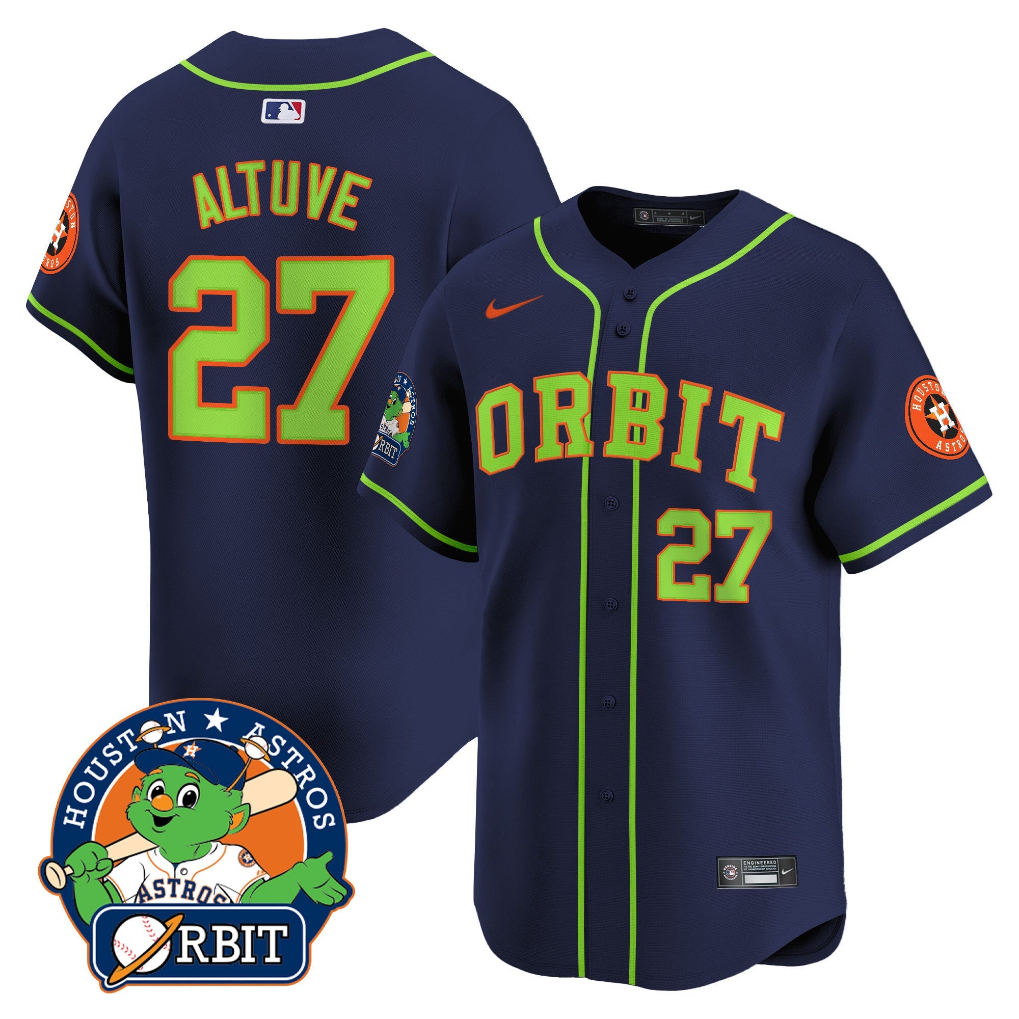 Men's Astros Orbit Patch Vapor Premier Limited Jersey - All Stitched