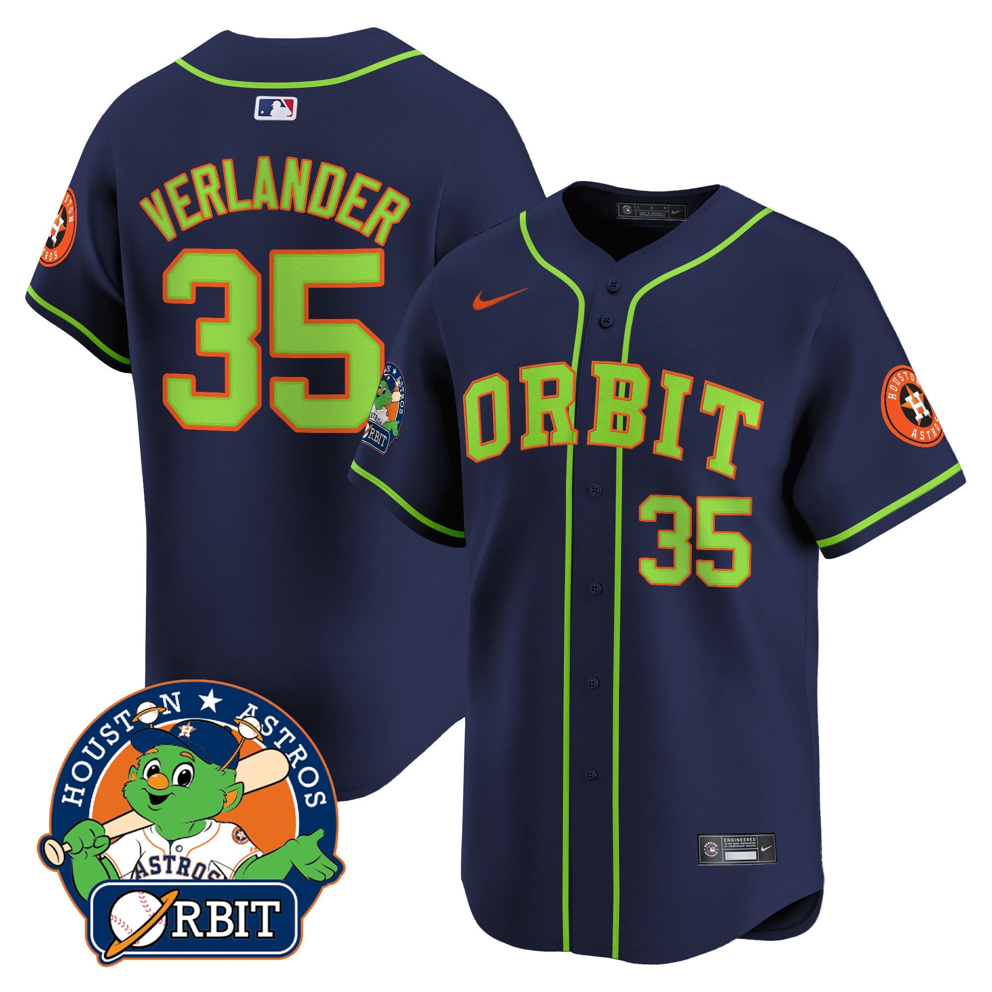 Men's Astros Orbit Patch Vapor Premier Limited Jersey - All Stitched