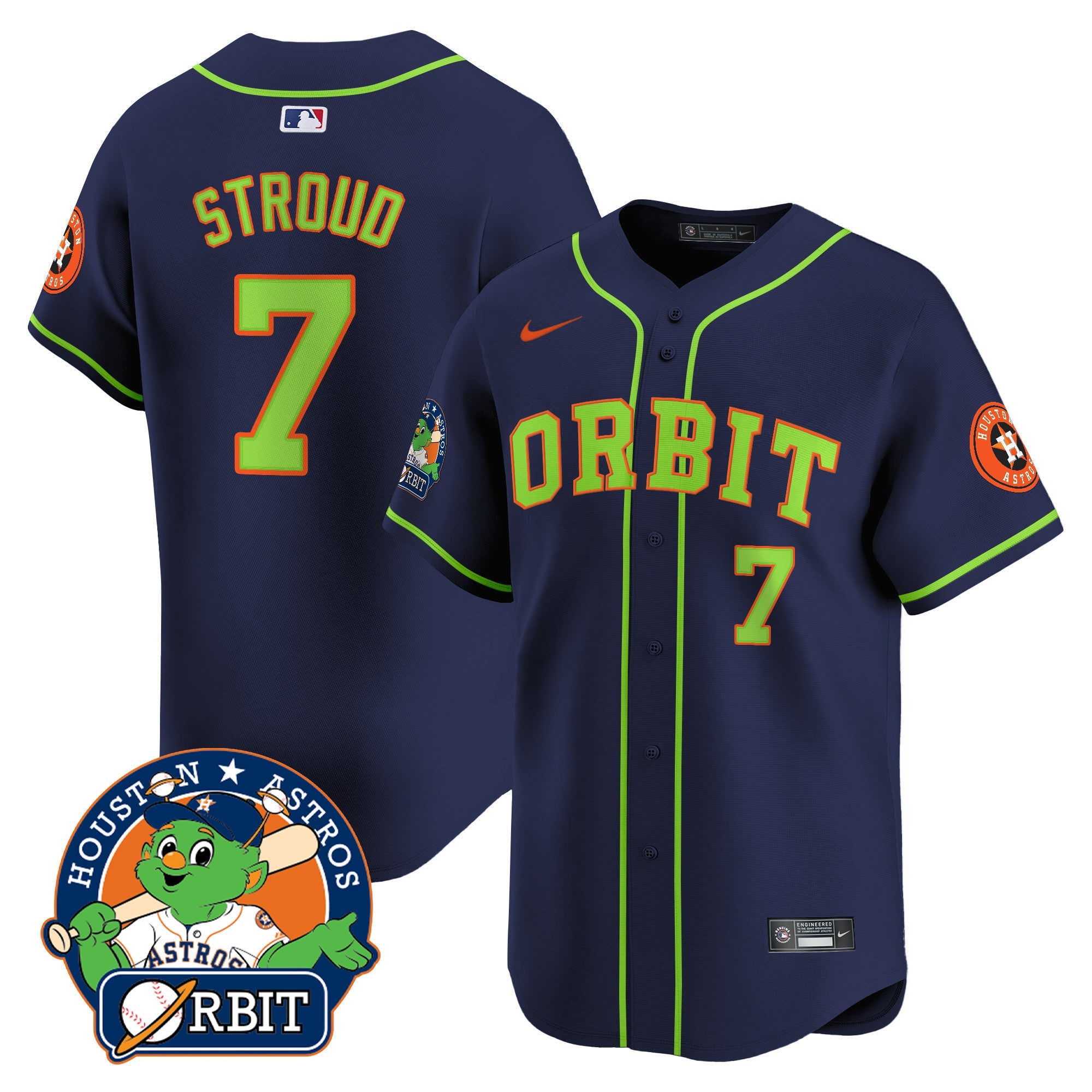 Men's Astros Orbit Patch Vapor Premier Limited Jersey - All Stitched