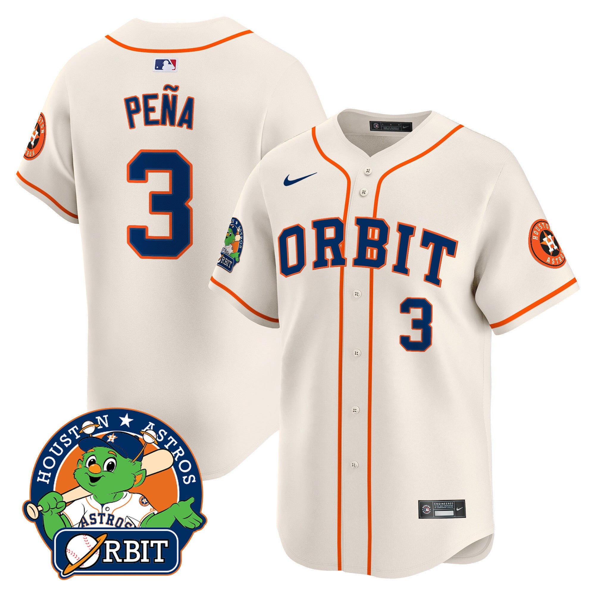 Men's Astros Orbit Patch Vapor Premier Limited Jersey - All Stitched