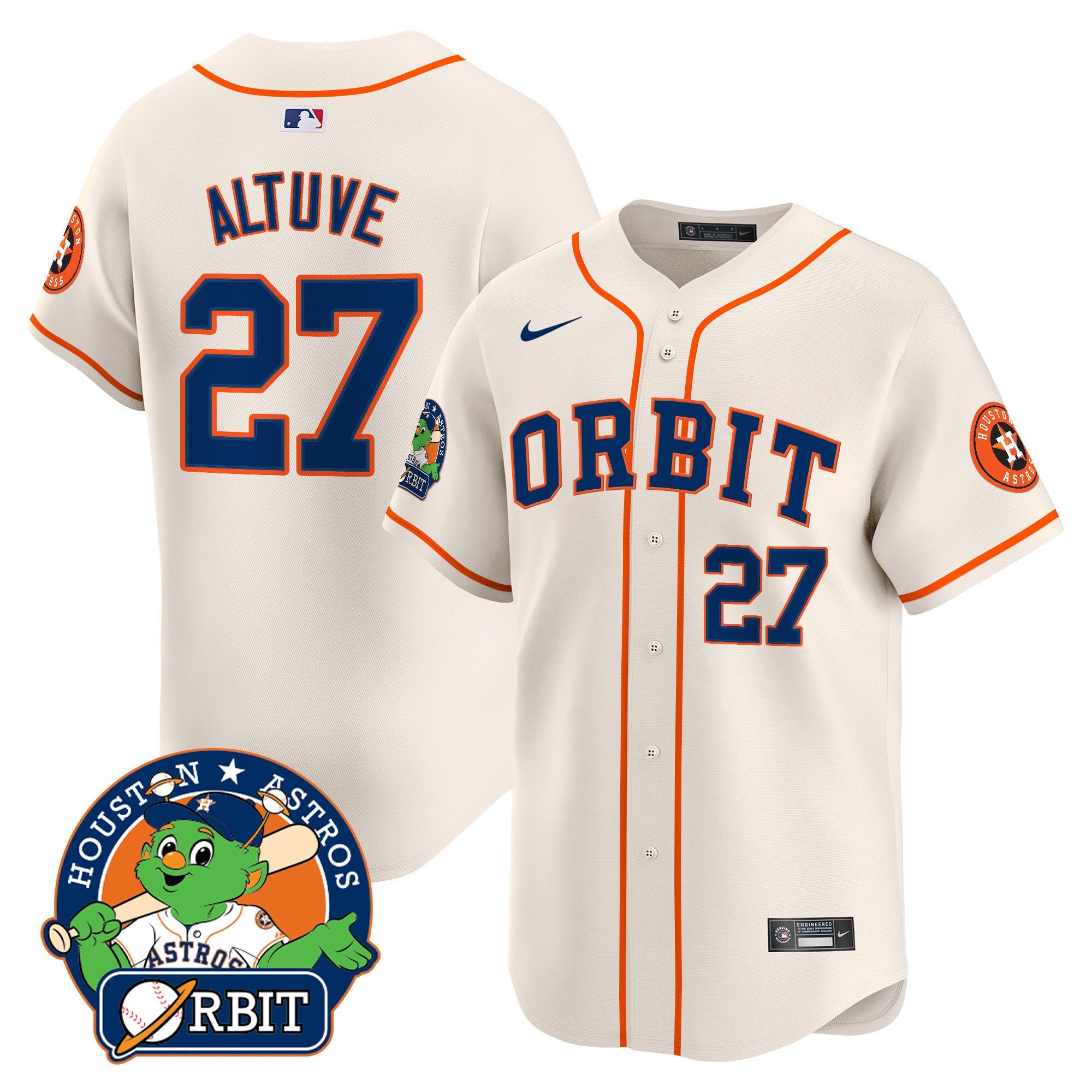 Men's Astros Orbit Patch Vapor Premier Limited Jersey - All Stitched