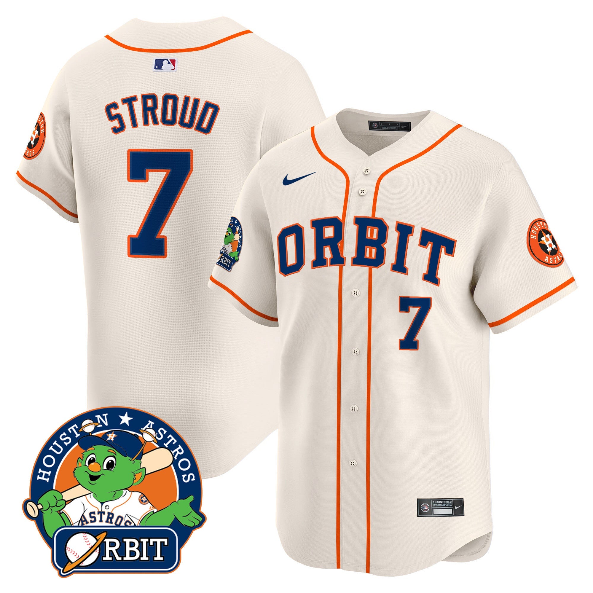 Men's Astros Orbit Patch Vapor Premier Limited Jersey - All Stitched
