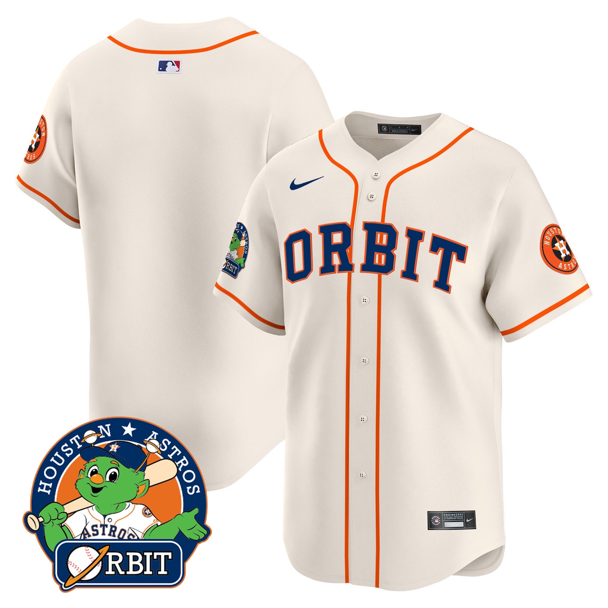 Men's Astros Orbit Patch Vapor Premier Limited Jersey - All Stitched