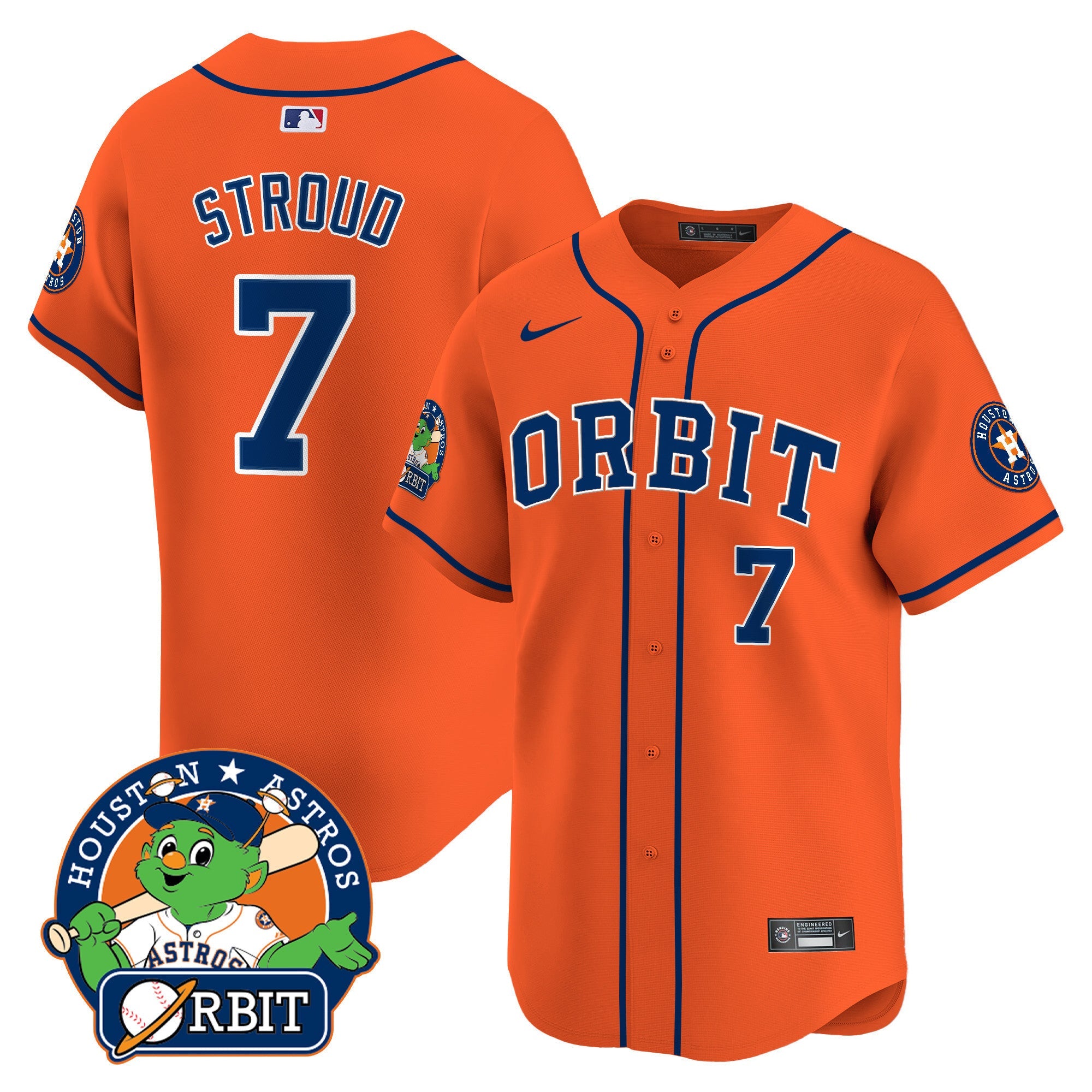 Men's Astros Orbit Patch Vapor Premier Limited Jersey - All Stitched