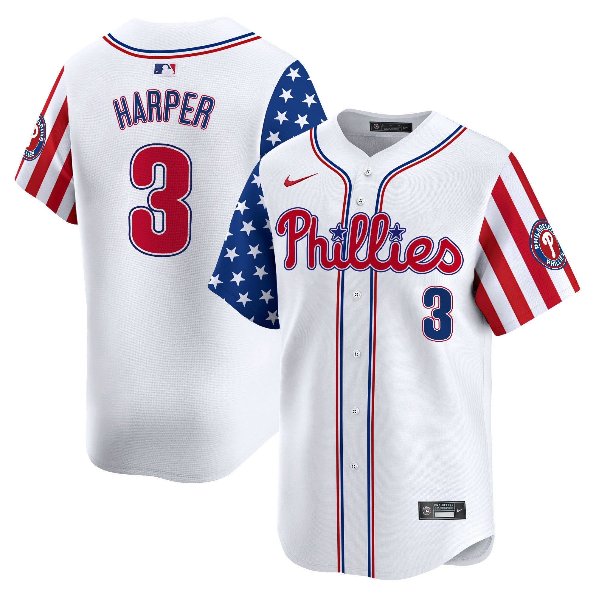 Philadelphia Phillies 2024 Independence Day Vapor Premier Limited Jersey - All Stitched