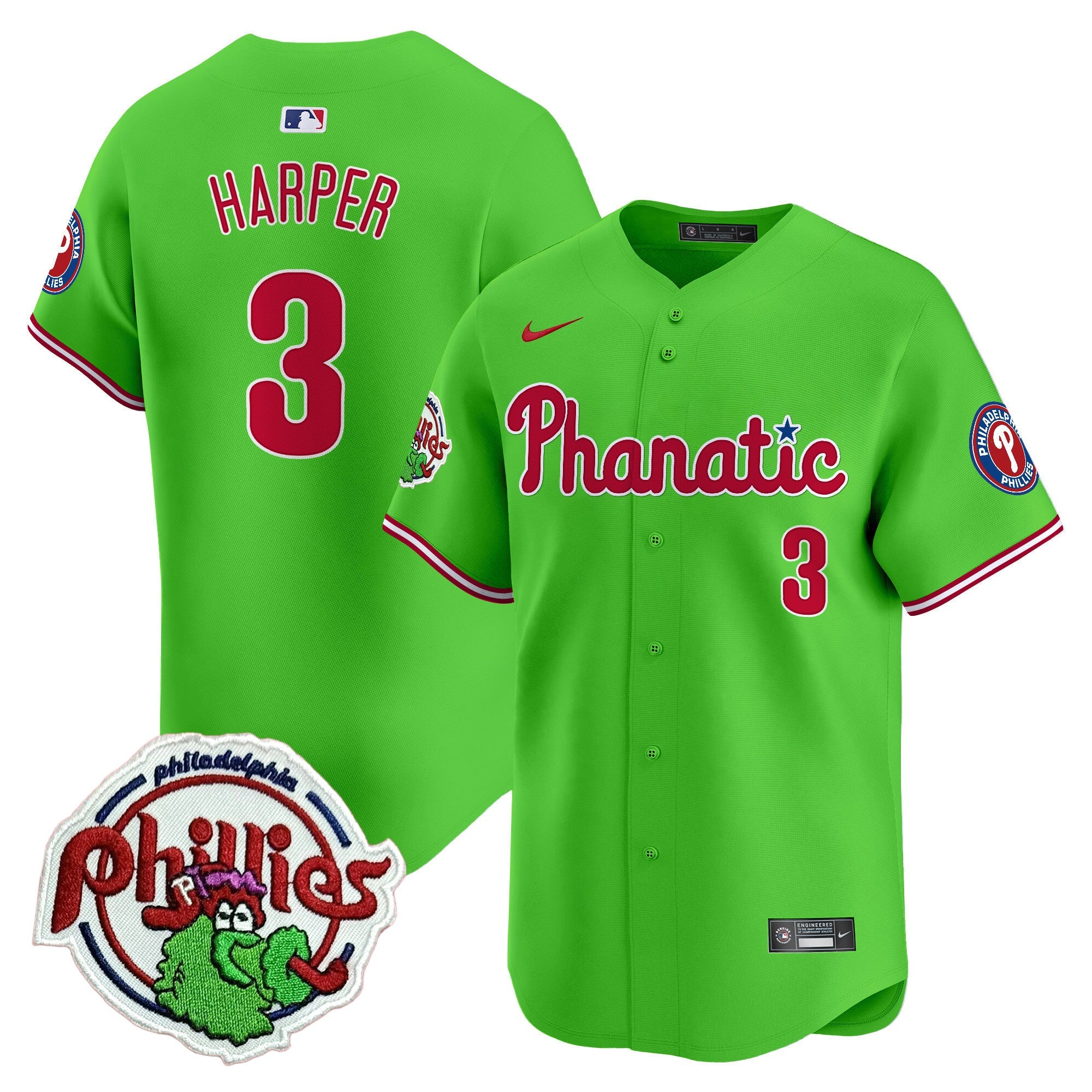 Men's Phillies Phanatic Patch Vapor Premier Limited Jersey - All Stitched