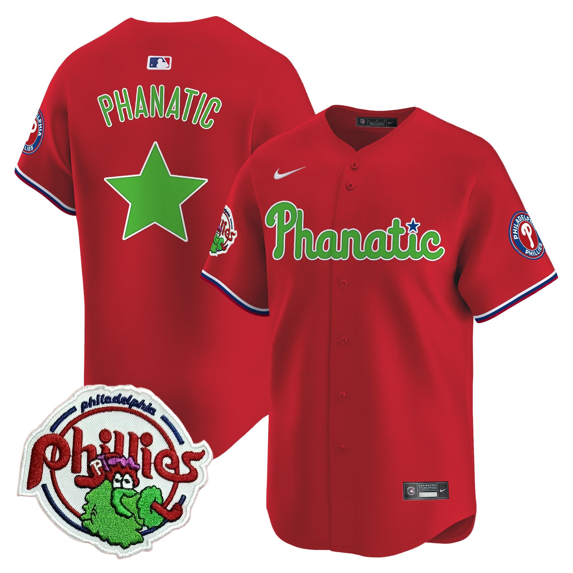 Men's Phillies Phanatic Patch Vapor Premier Limited Jersey - All Stitched