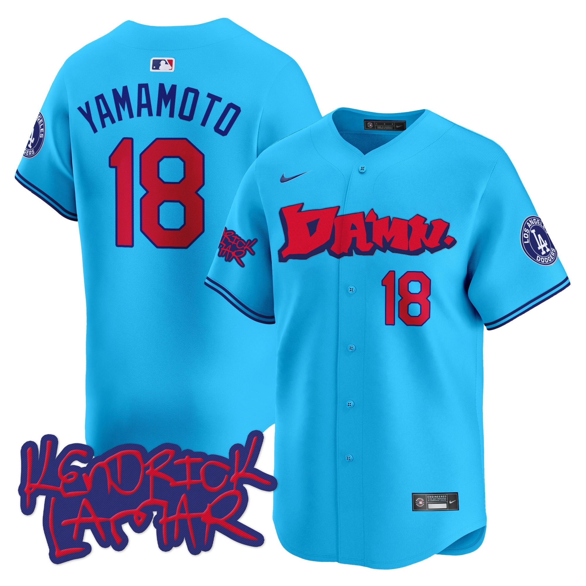 Men's Dodgers Kendrick Lamar Vapor Premier Limited Jersey - All Stitched
