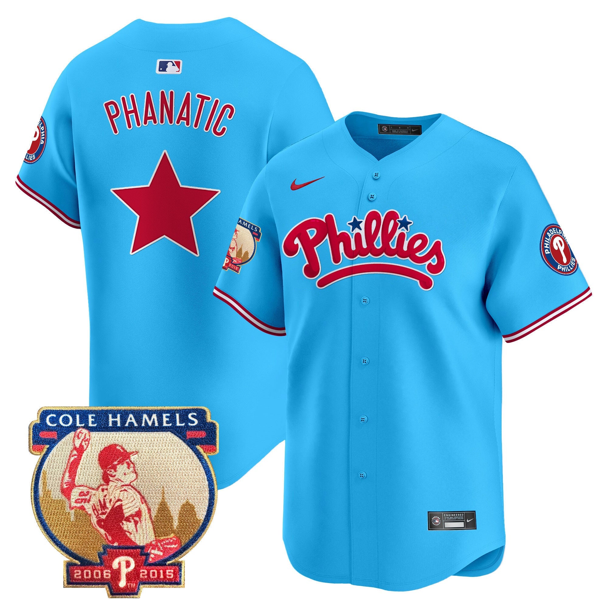 Men's Phillies Cole Hamels Patch Vapor Premier Limited Jersey - All Stitched