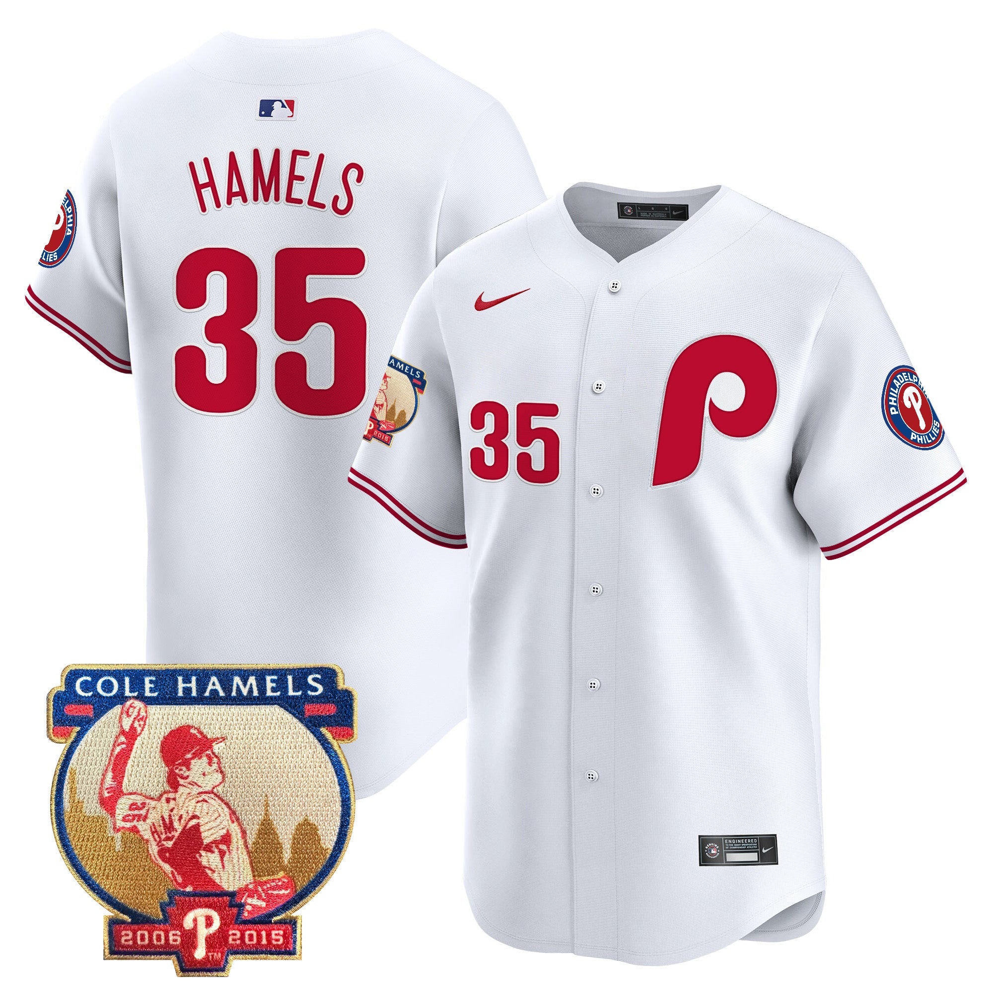Men's Phillies Cole Hamels Patch Vapor Premier Limited Jersey - All Stitched