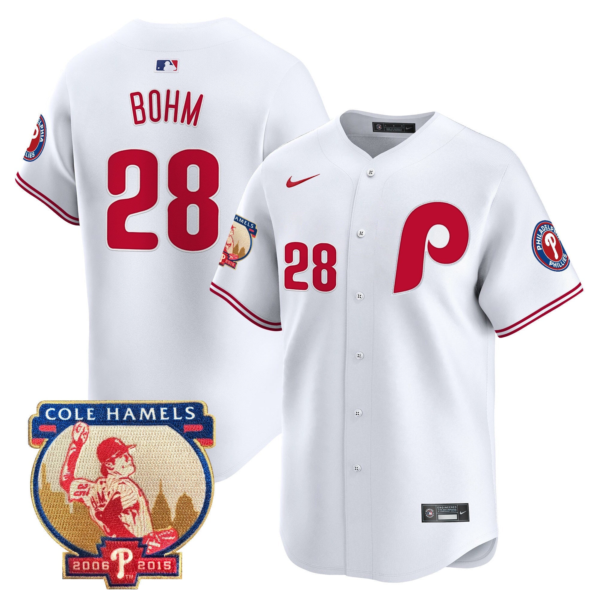 Men's Phillies Cole Hamels Patch Vapor Premier Limited Jersey - All Stitched