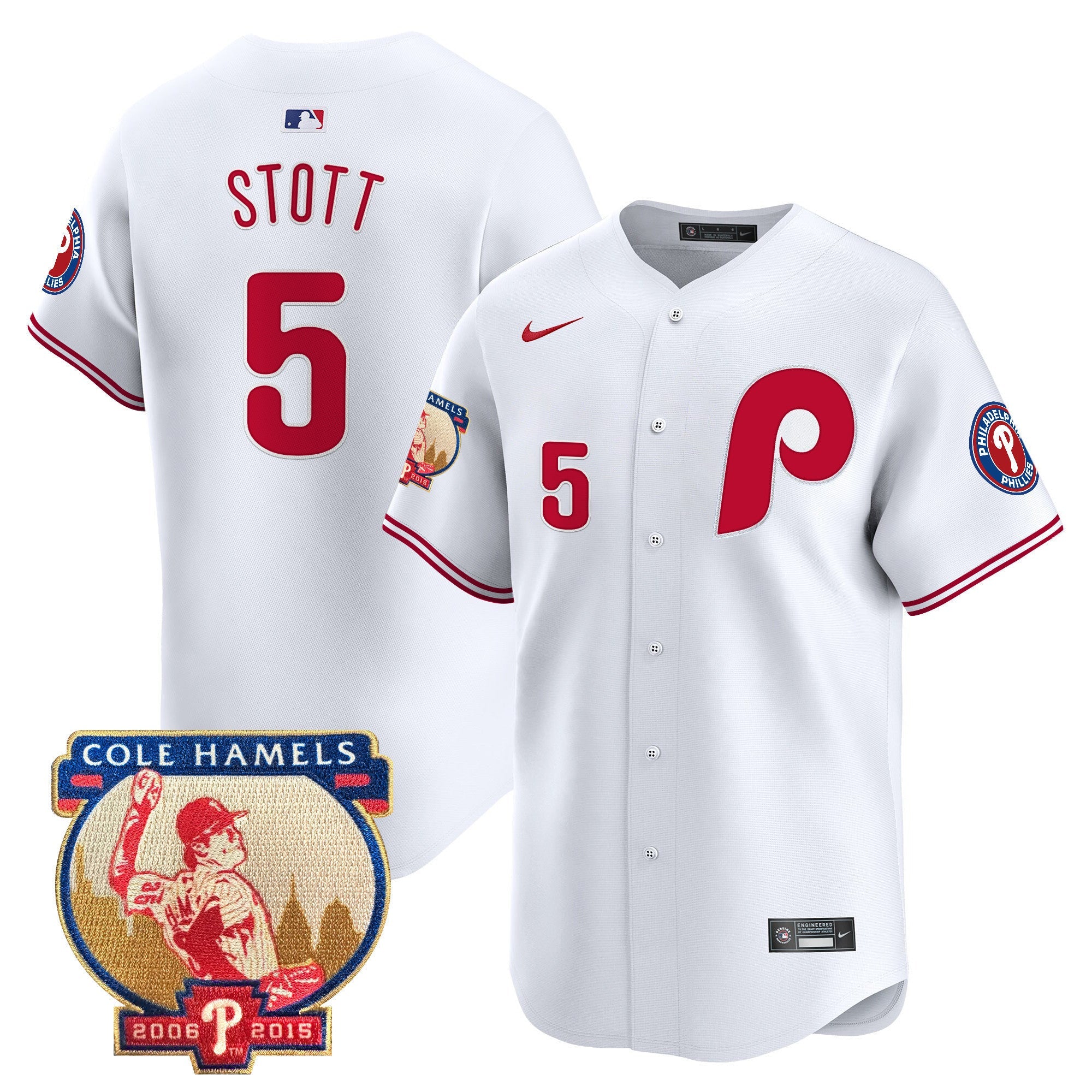 Men's Phillies Cole Hamels Patch Vapor Premier Limited Jersey - All Stitched