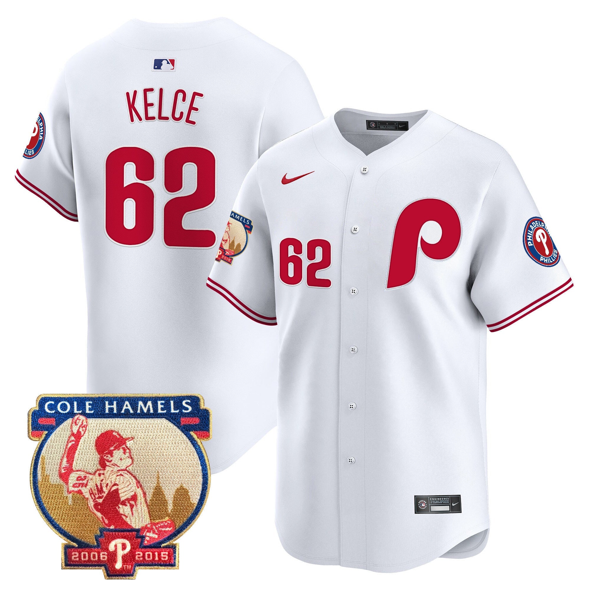 Men's Phillies Cole Hamels Patch Vapor Premier Limited Jersey - All Stitched