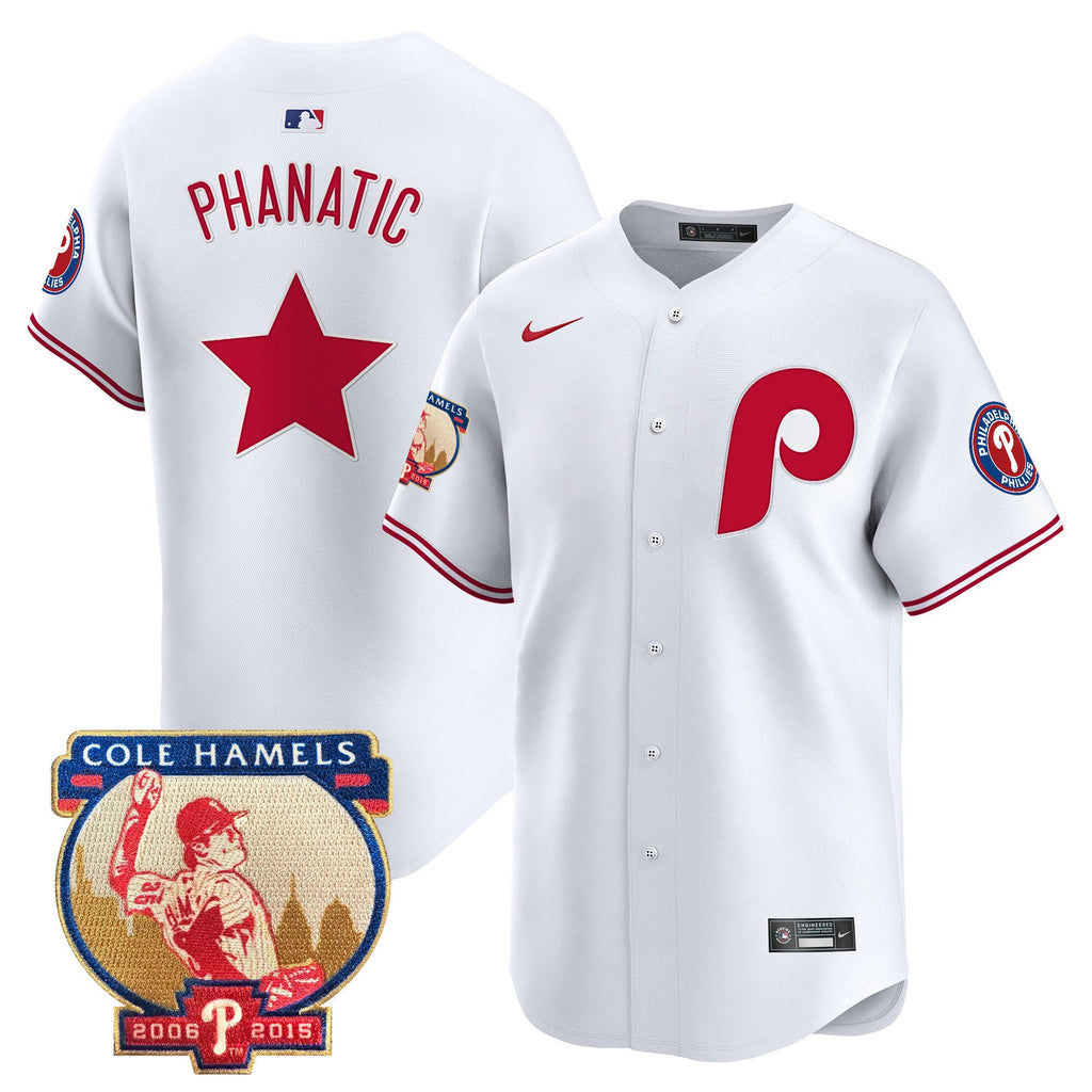 Men's Phillies Cole Hamels Patch Vapor Premier Limited Jersey - All Stitched