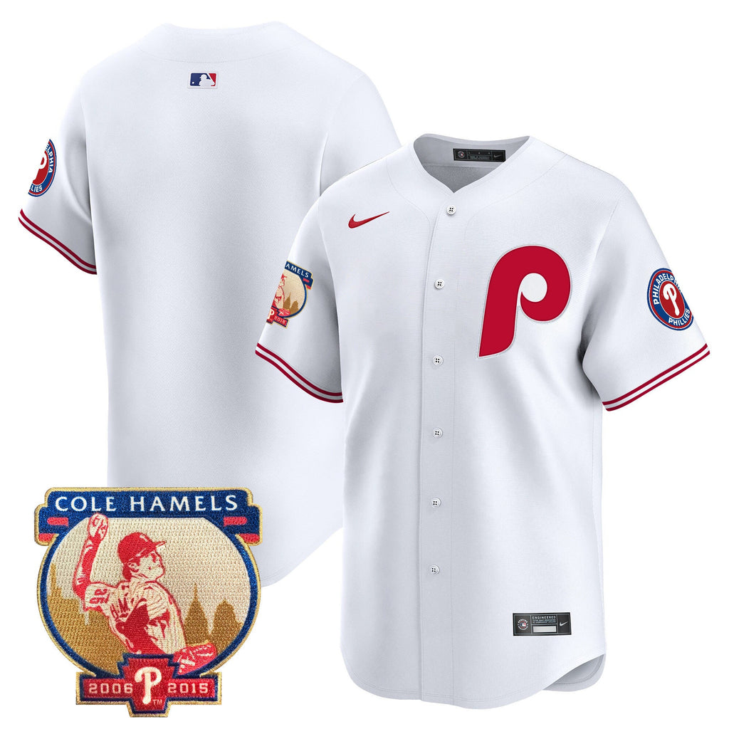 Men's Phillies Cole Hamels Patch Vapor Premier Limited Jersey - All Stitched