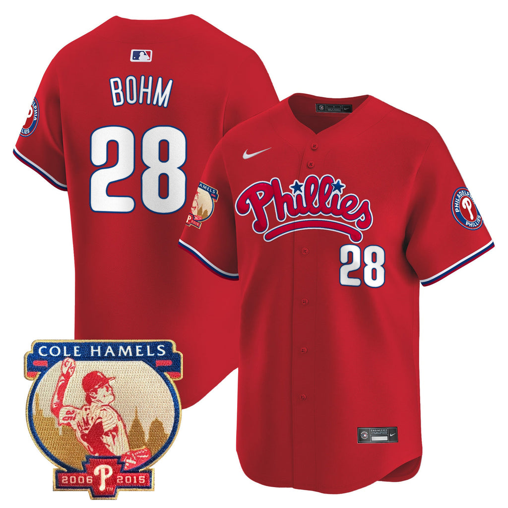 Men's Phillies Cole Hamels Patch Vapor Premier Limited Jersey - All Stitched