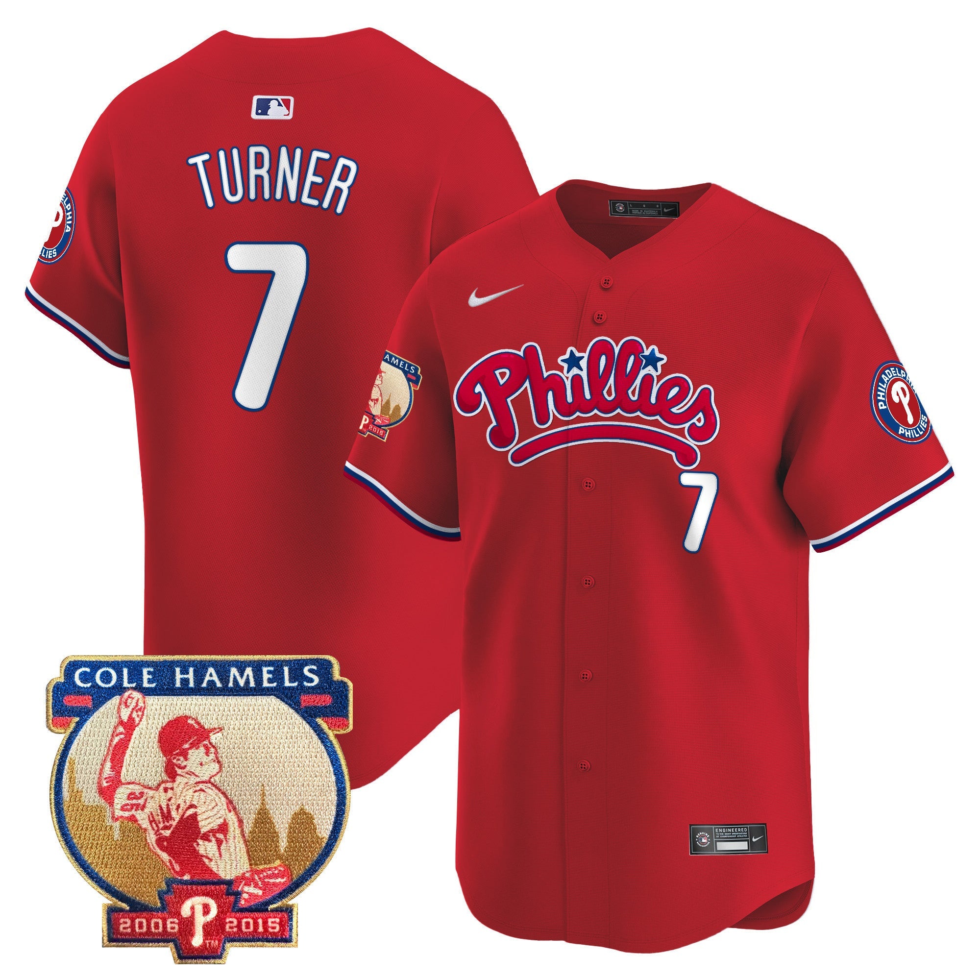 Men's Phillies Cole Hamels Patch Vapor Premier Limited Jersey - All Stitched