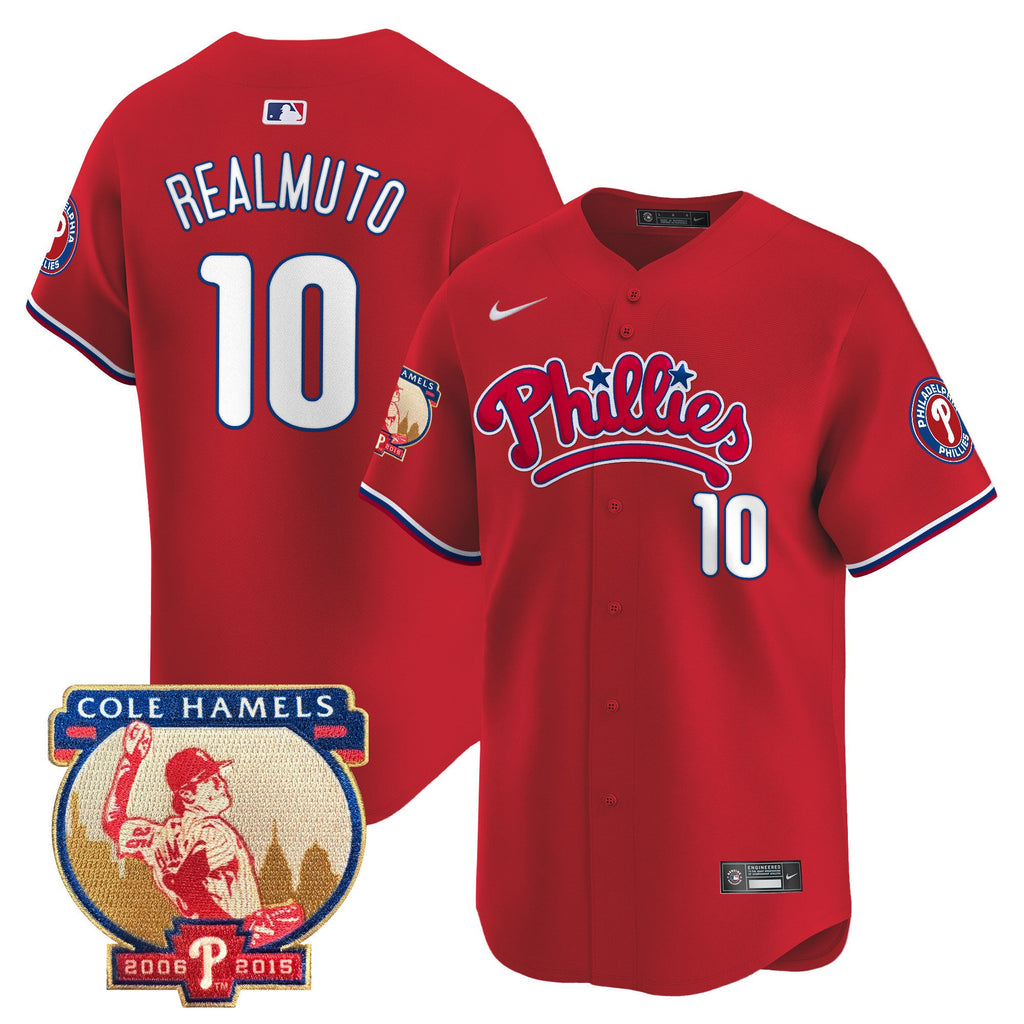 Men's Phillies Cole Hamels Patch Vapor Premier Limited Jersey - All Stitched