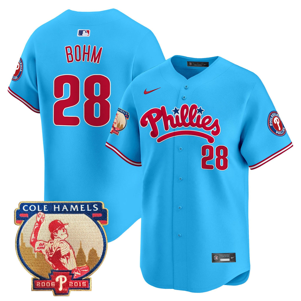 Men's Phillies Cole Hamels Patch Vapor Premier Limited Jersey - All Stitched