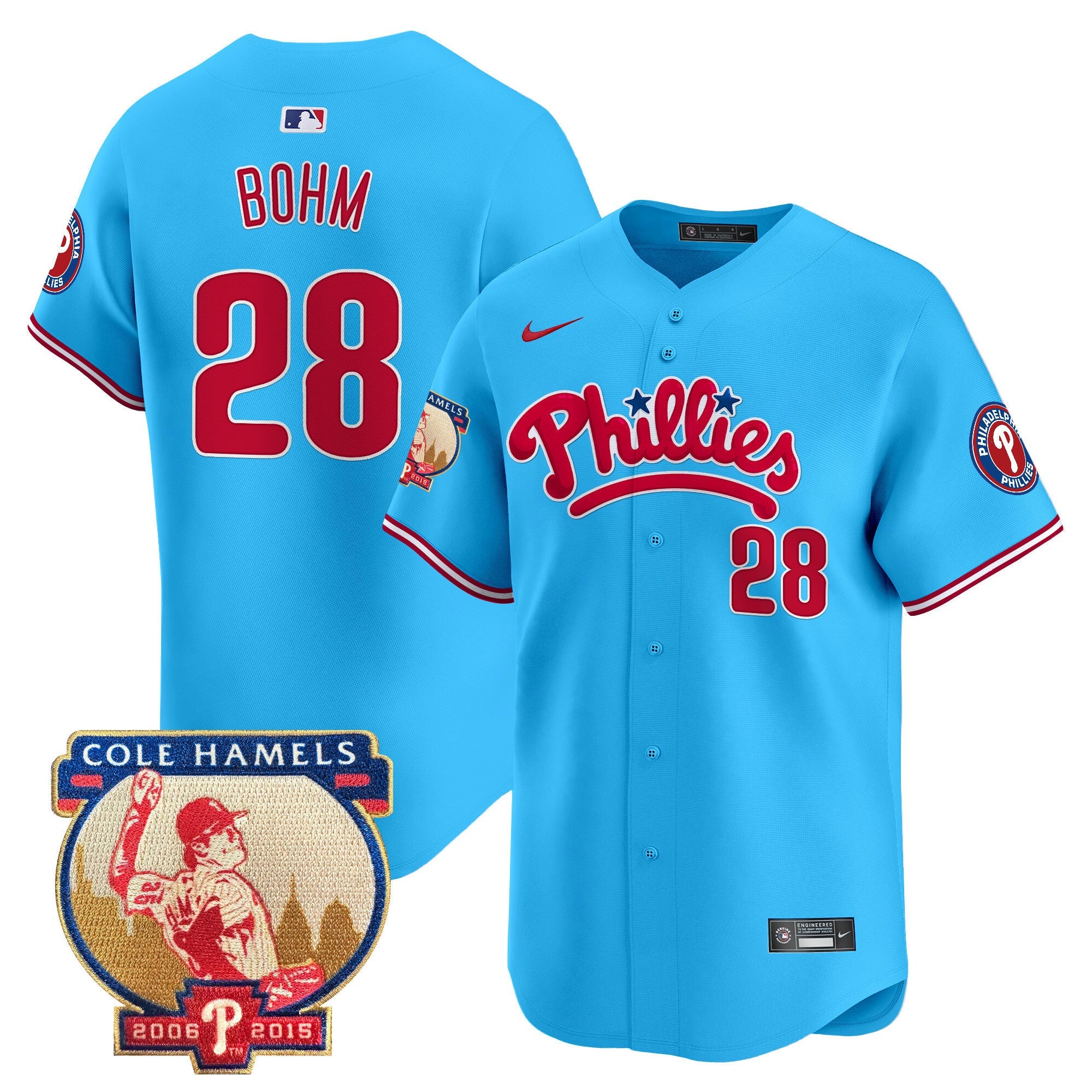 Men's Phillies Cole Hamels Patch Vapor Premier Limited Jersey - All Stitched