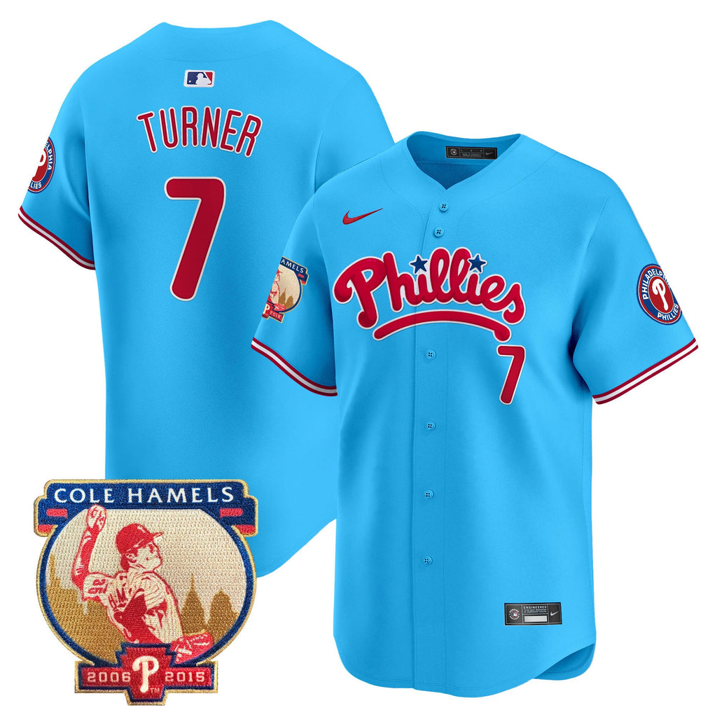 Men's Phillies Cole Hamels Patch Vapor Premier Limited Jersey - All Stitched