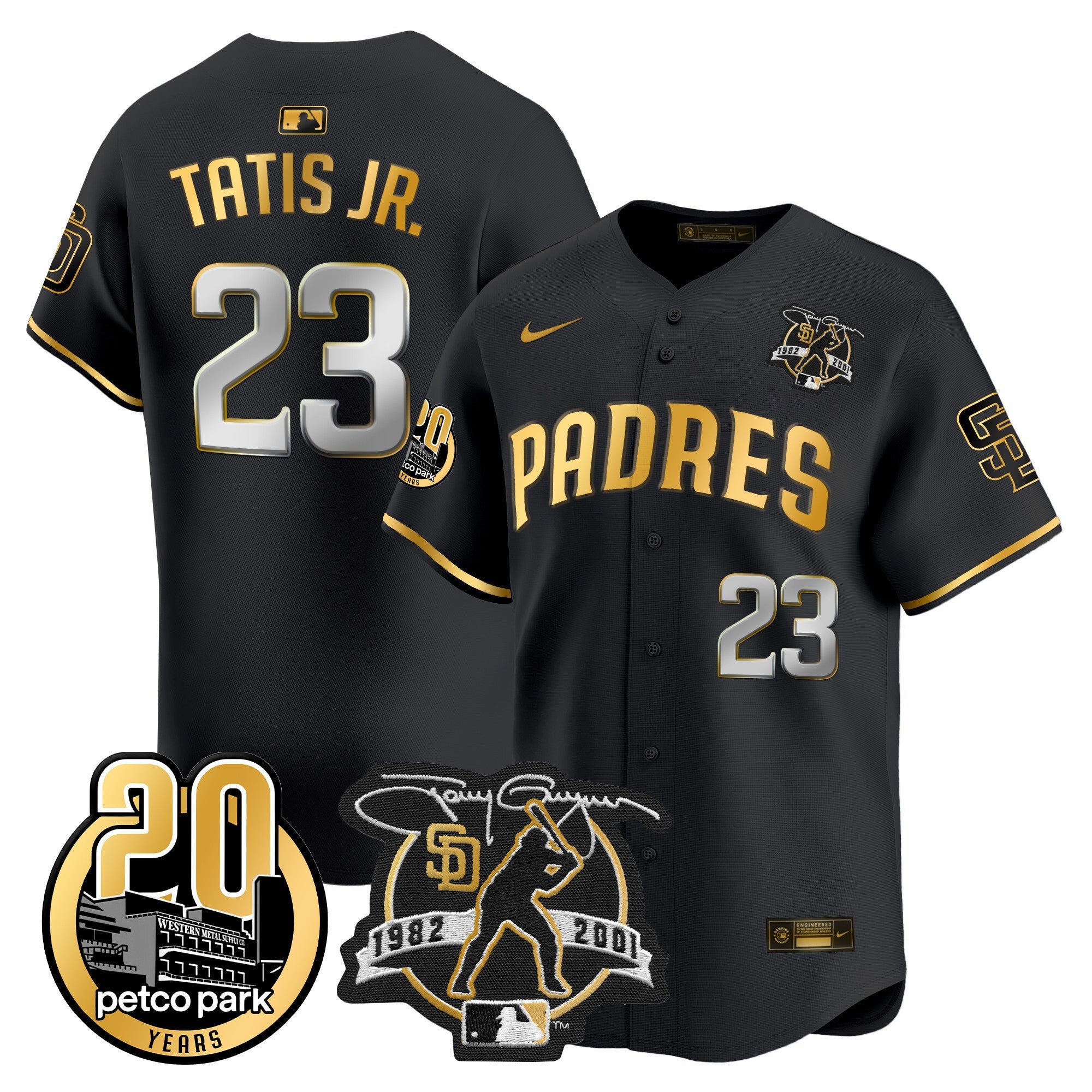 Men's Padres Tony Gwynn & Petco Park 20th Patch Vapor Premier Limited Jersey - All Stitched