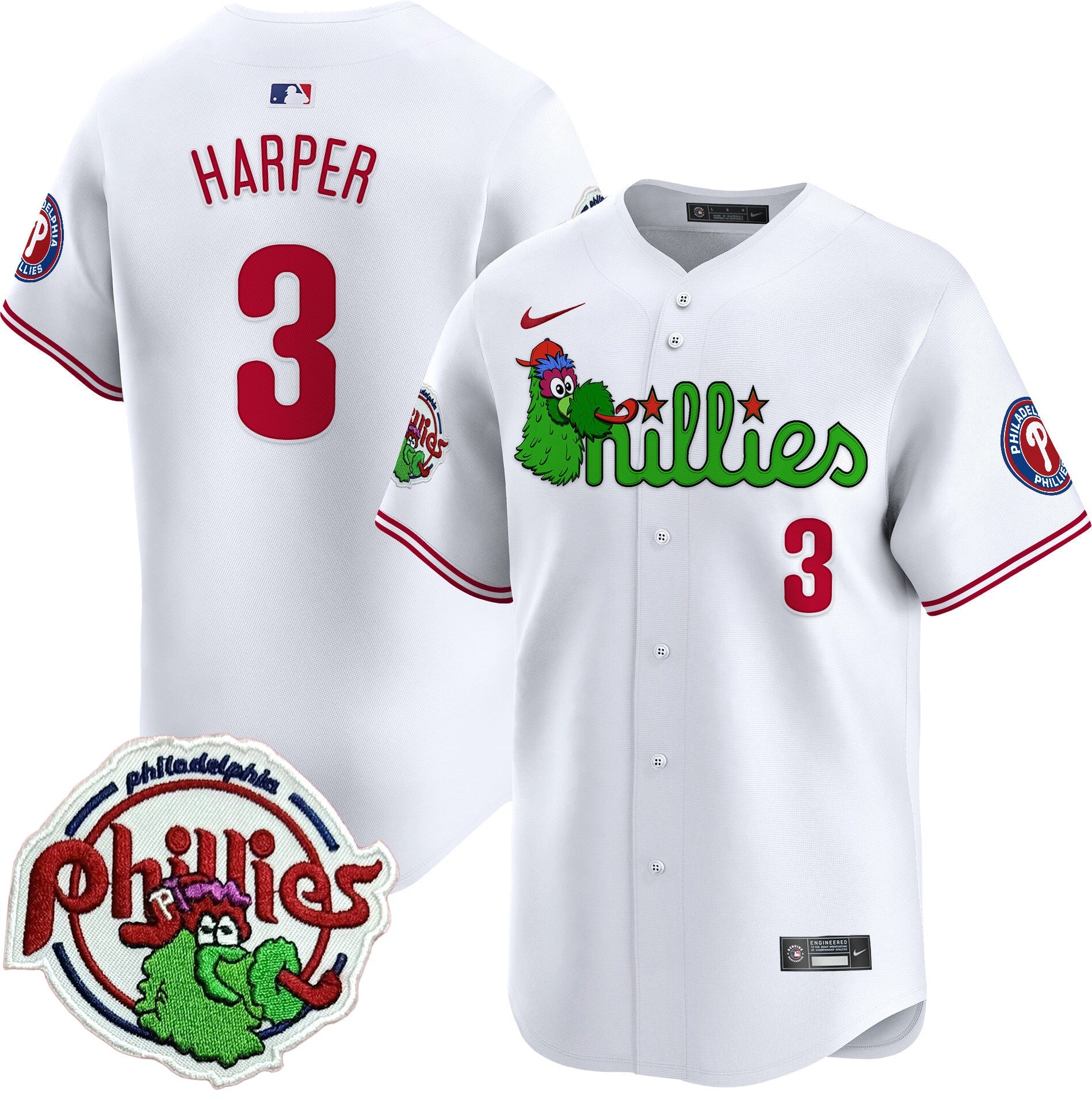 Men's Phillies Phanatic Patch Vapor Premier Limited Jersey V3 - All Stitched