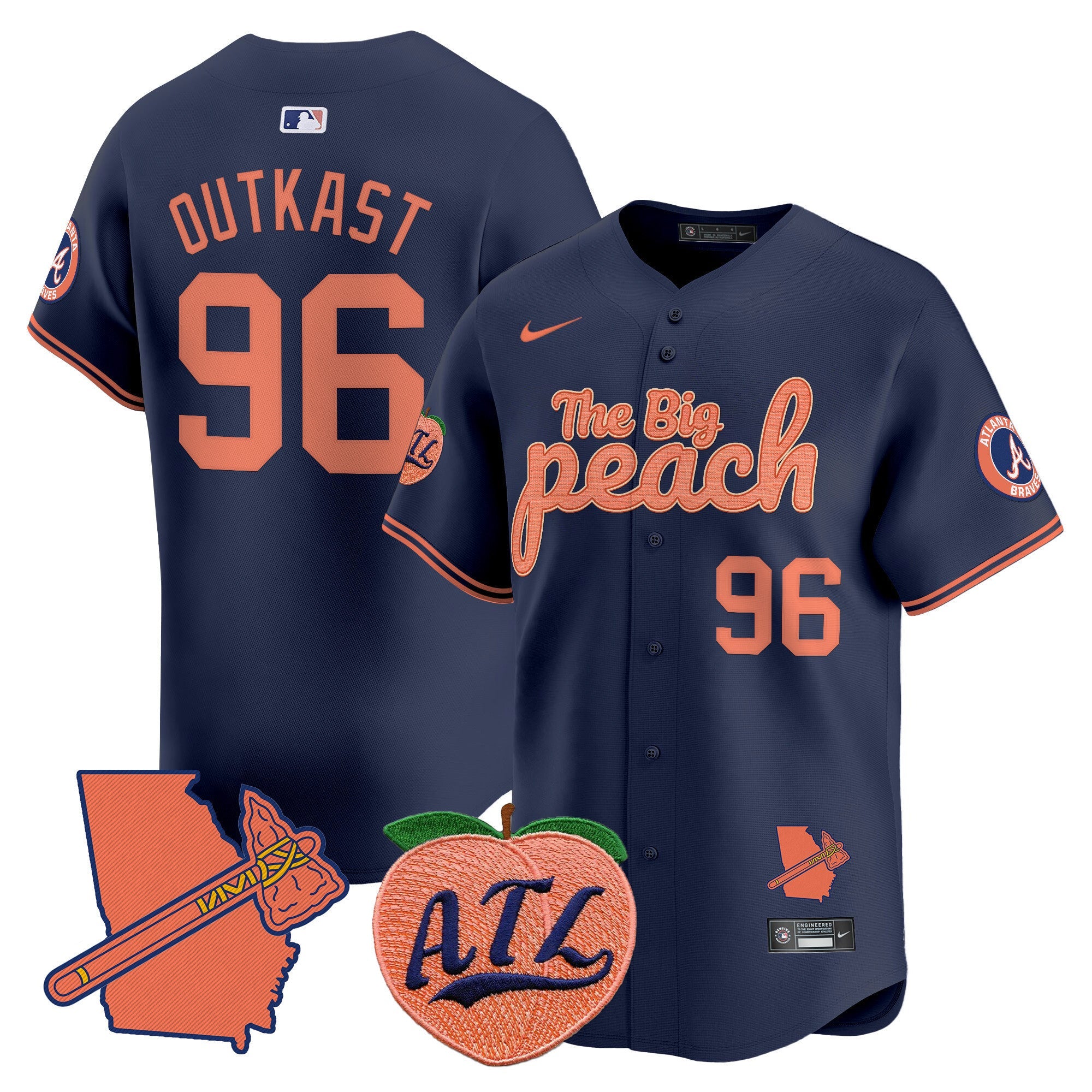 Men's Atlanta Braves The Big Peach Vapor Premier Limited Jersey - All Stitched
