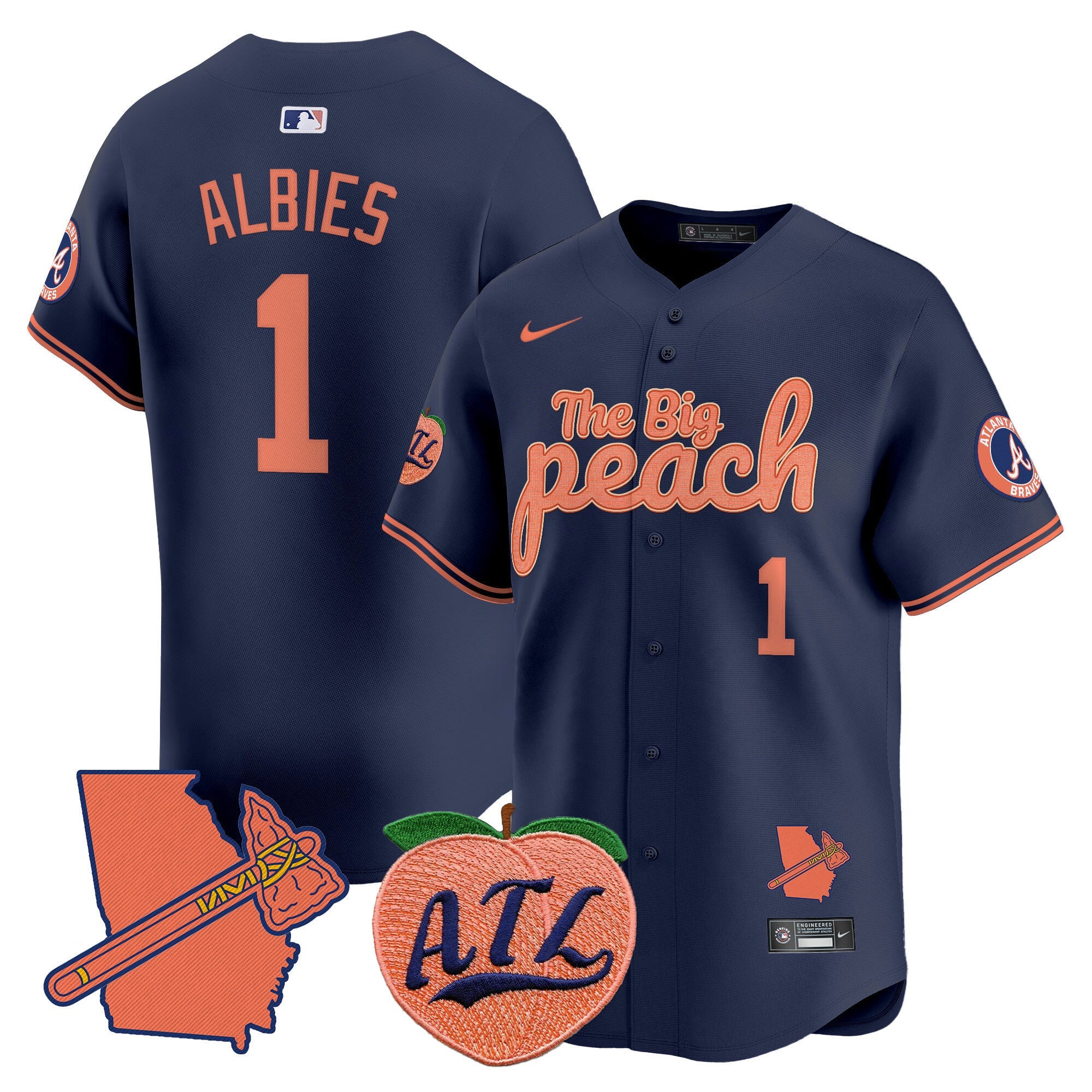 Men's Atlanta Braves The Big Peach Vapor Premier Limited Jersey - All Stitched