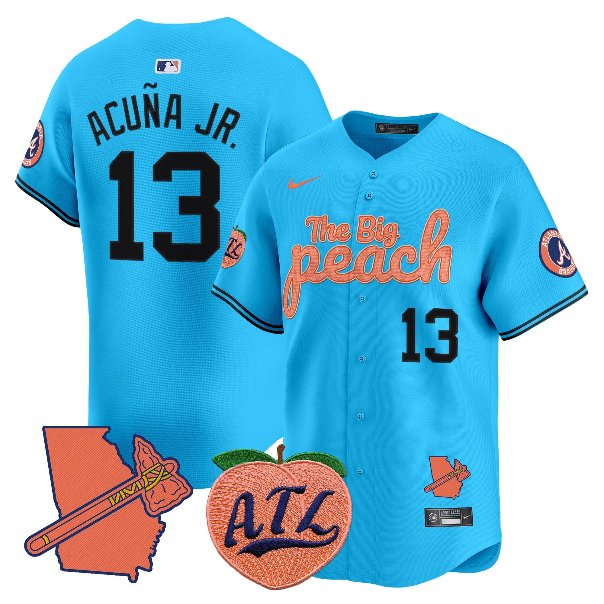 Men's Atlanta Braves The Big Peach Vapor Premier Limited Jersey - All Stitched