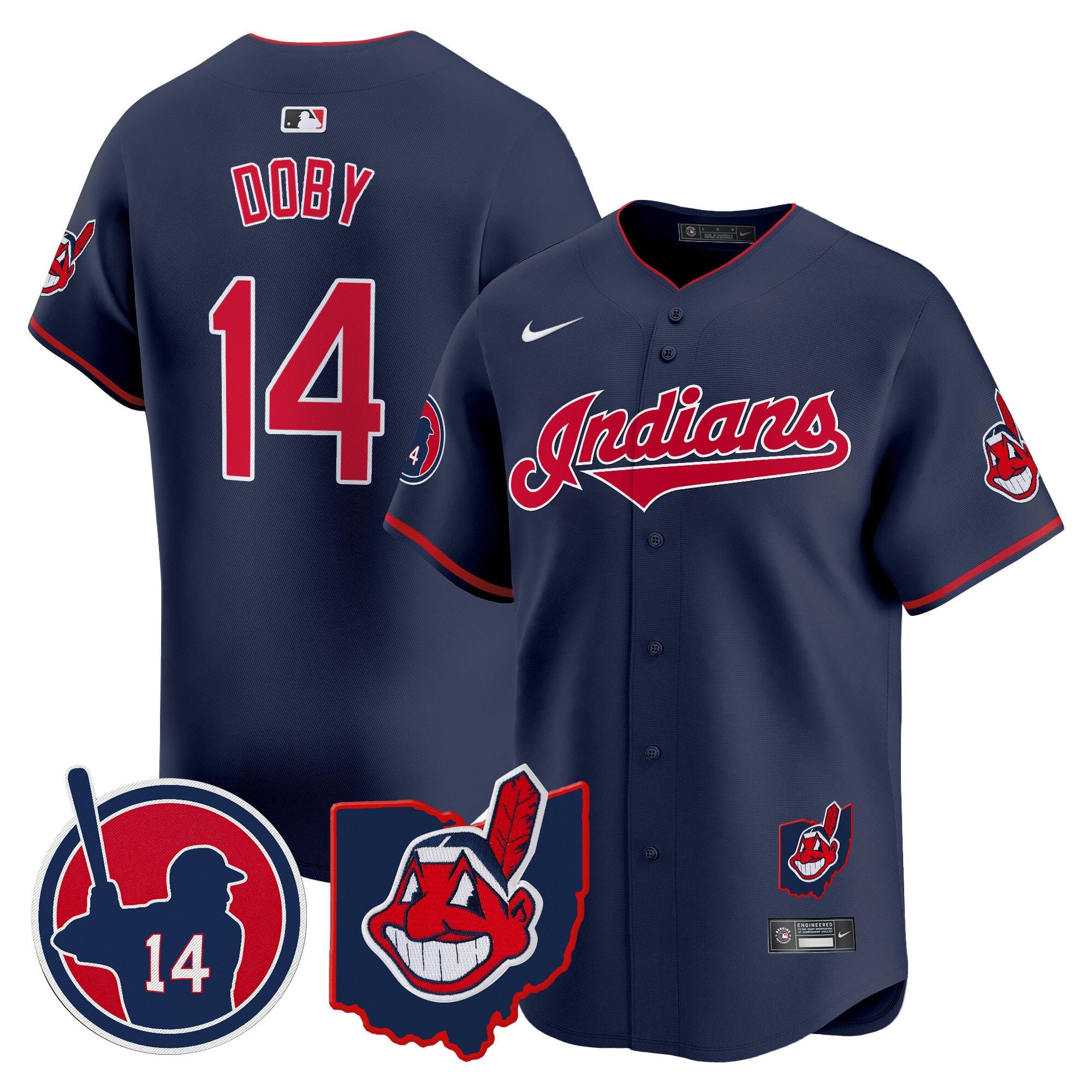 Men's Cleveland Indians Larry Doby Patch Vapor Premier Limited Jersey - All Stitched