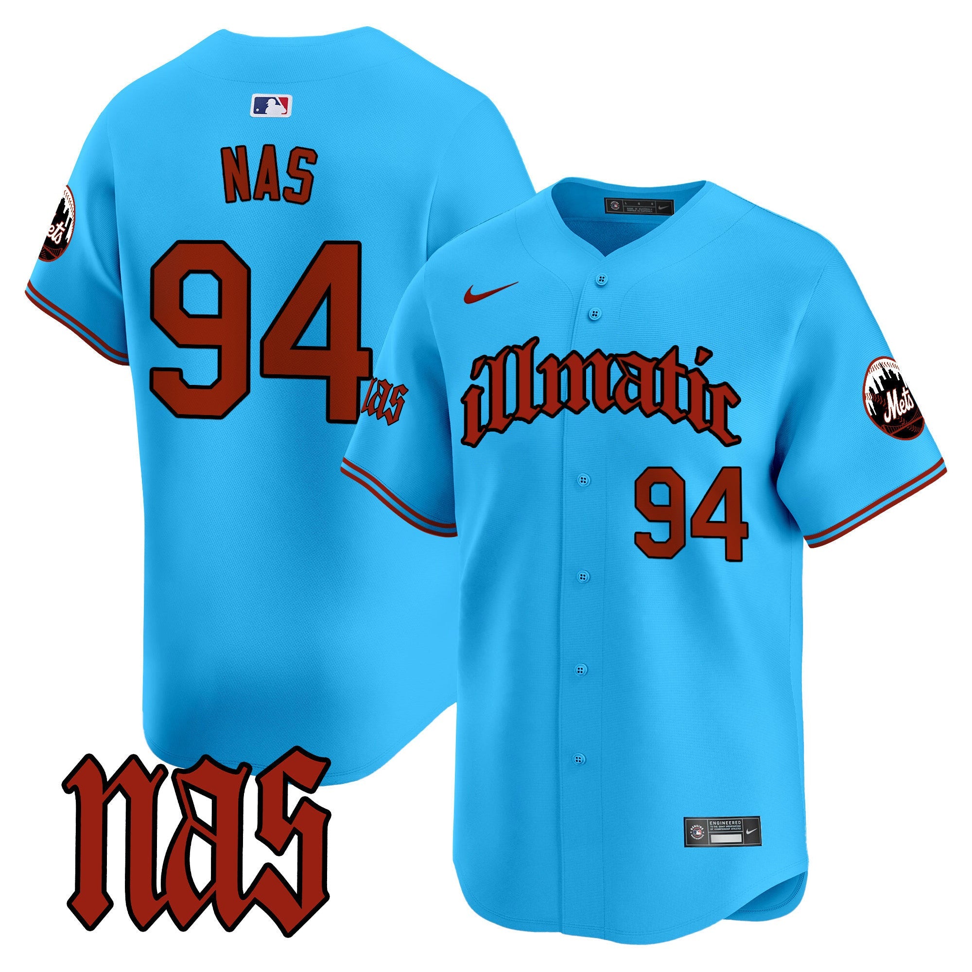 Men's Mets Nas Illmatic Vapor Premier Limited Jersey - All Stitched