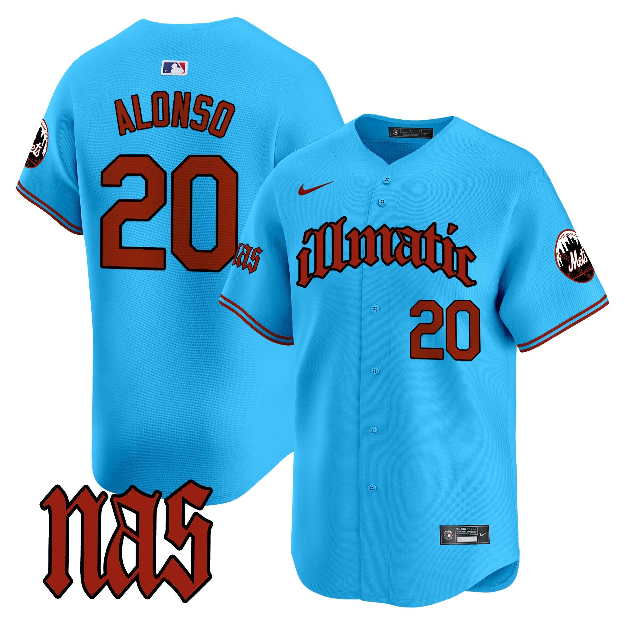Men's Mets Nas Illmatic Vapor Premier Limited Jersey - All Stitched